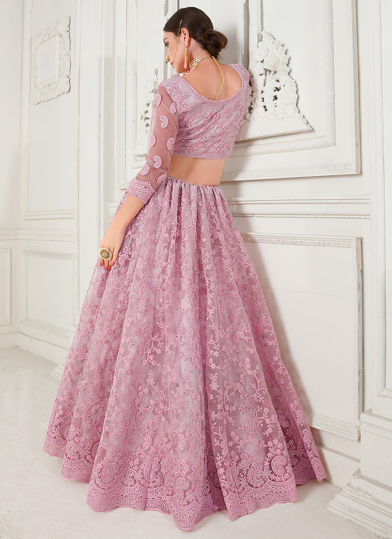 Baby Pink Tonal Thread Embroidered Lehenga