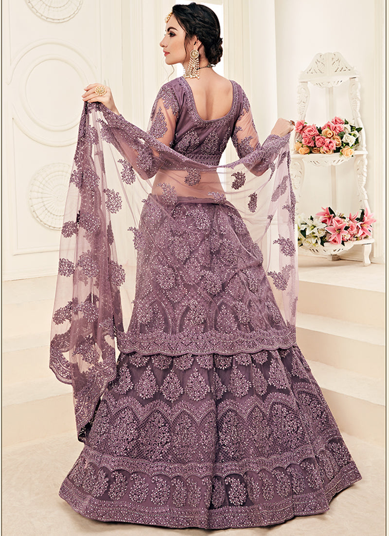 Purple Tonal Thread Embroidered Lehenga