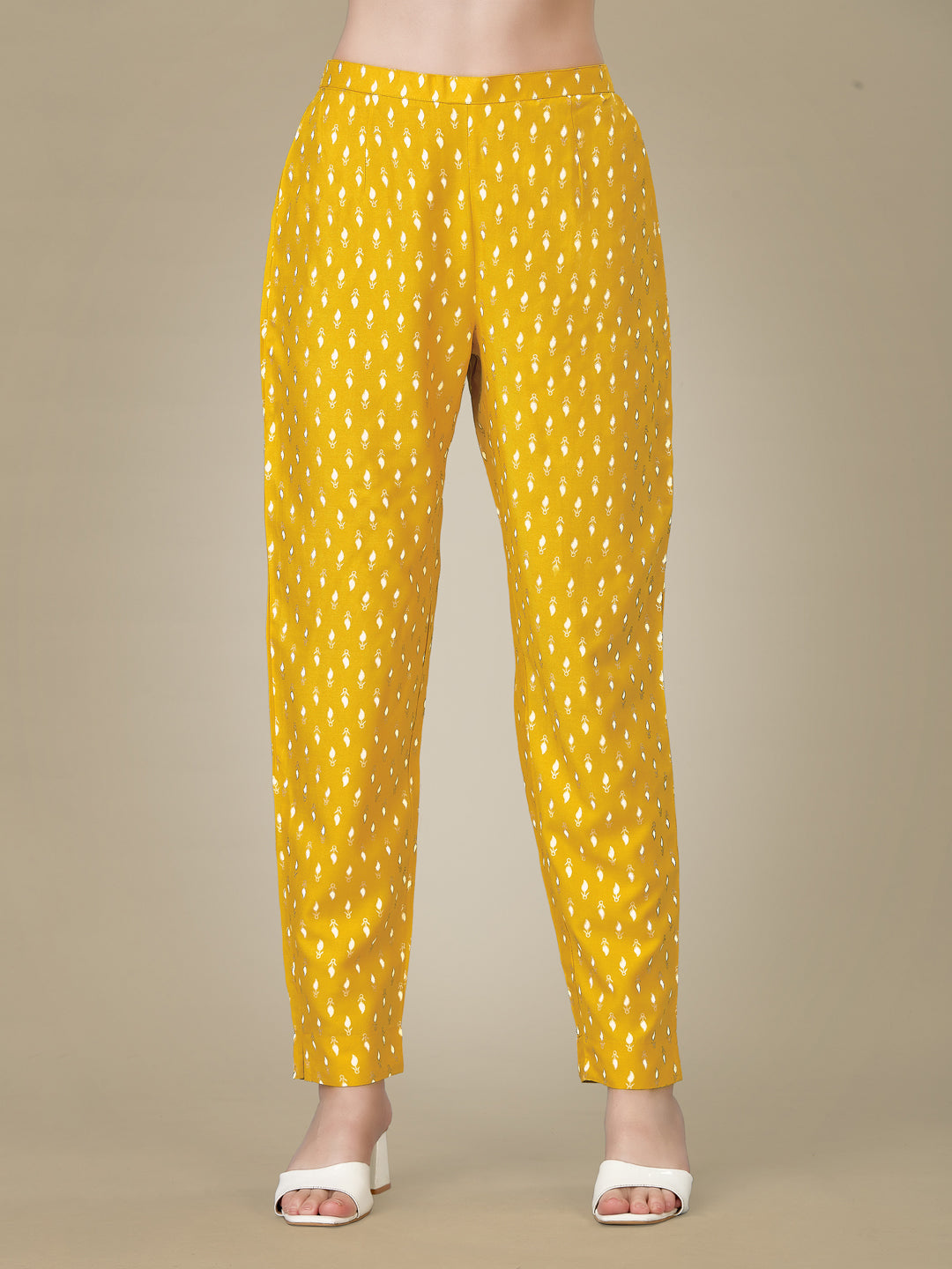 Yellow Heavy Rayon Kurta Set With Embroidery Work