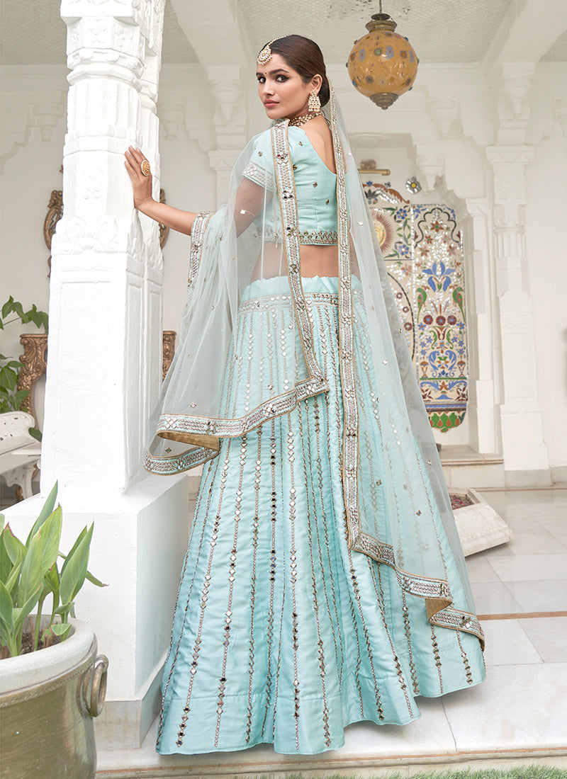 Light Blue Mirrorwork Lehenga