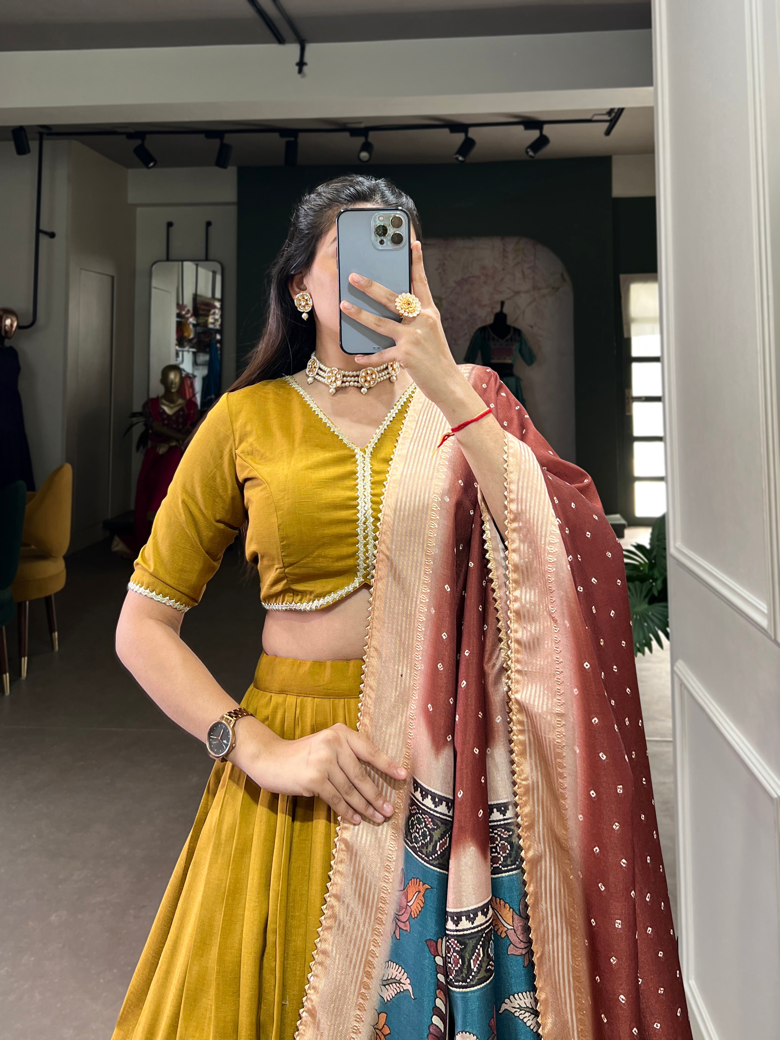 Women's Chinon Silk Lehenga Choli
