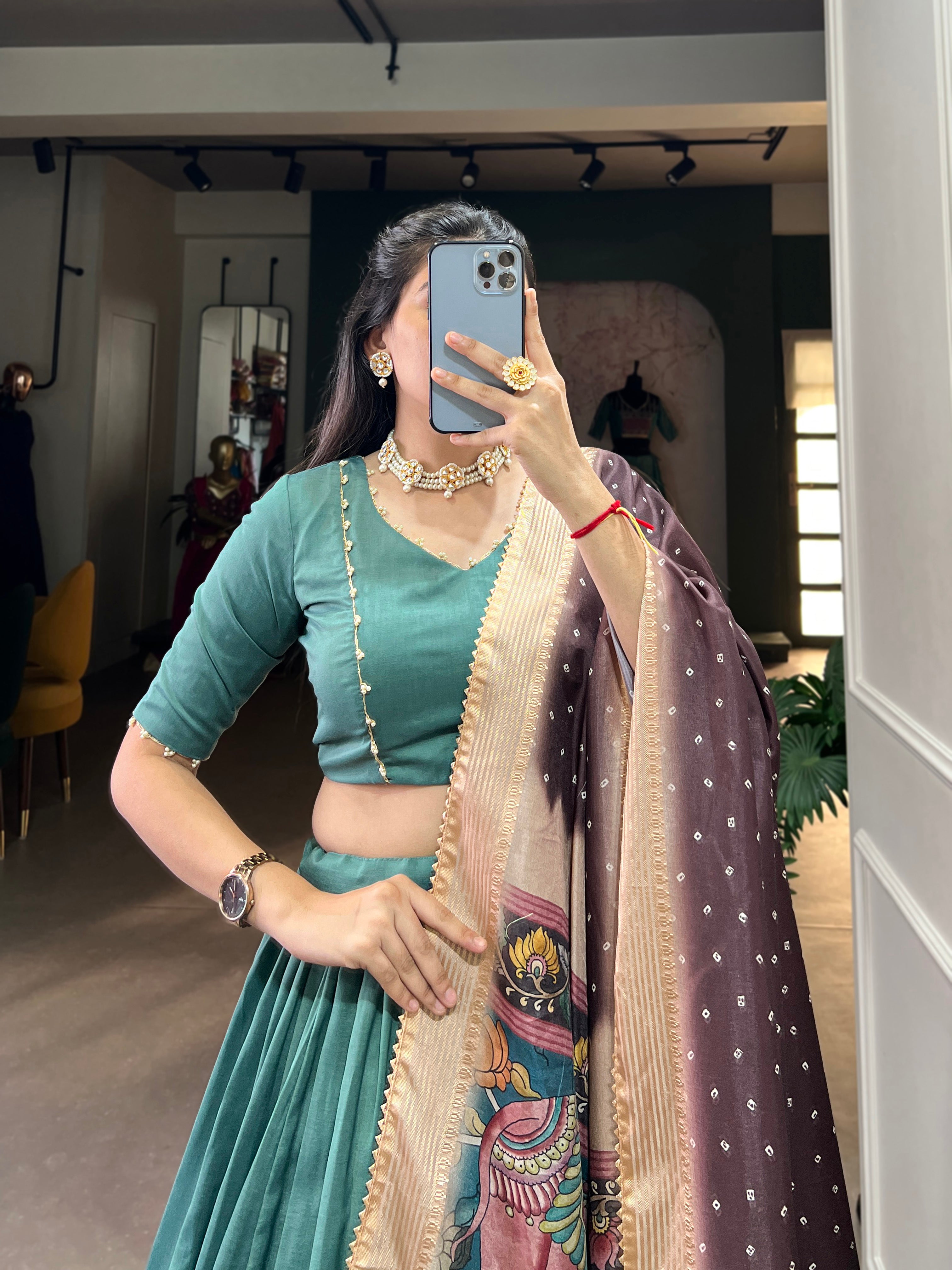 Women's Chinon Silk Lehenga Choli