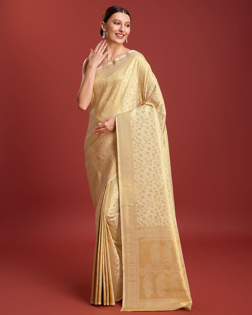 Beige Zari_Woven Pure_Kanjivaram_Silk