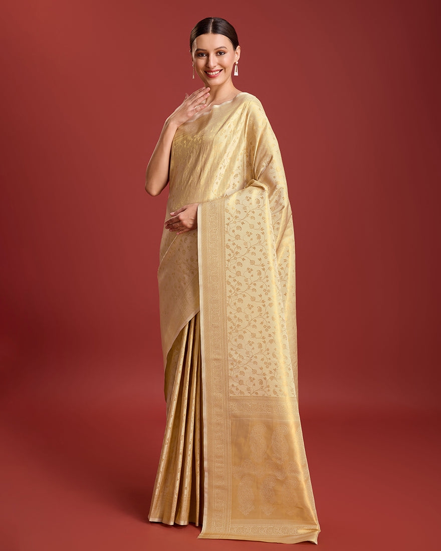 Beige Zari_Woven Pure_Kanjivaram_Silk