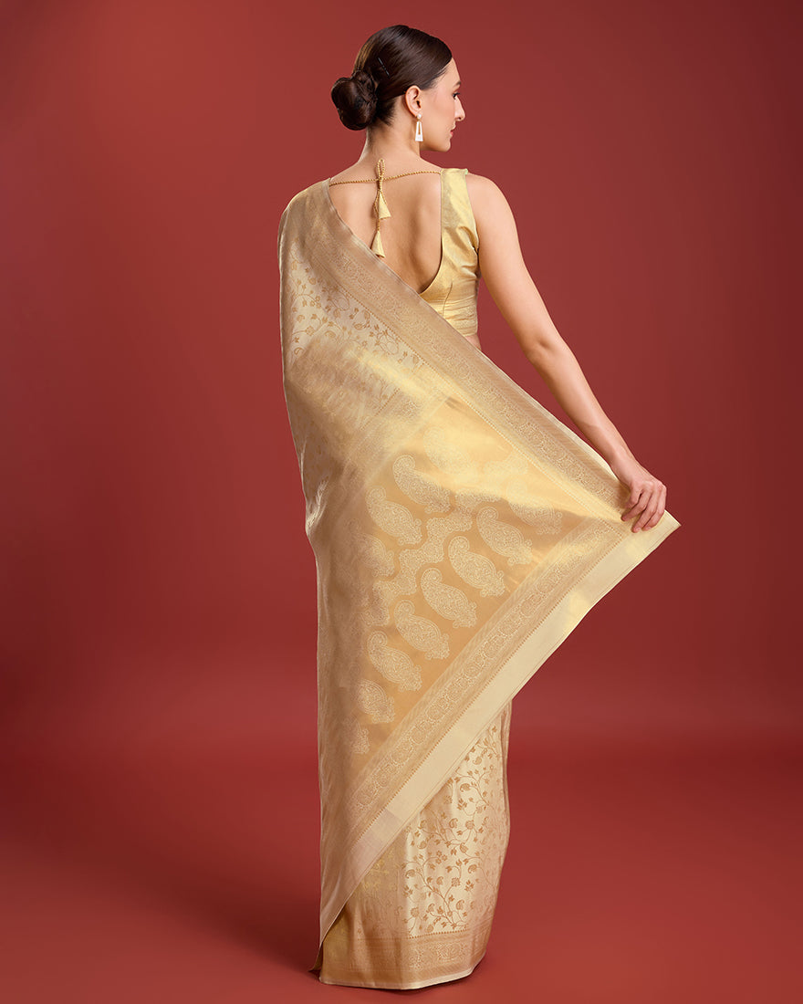 Beige Zari_Woven Pure_Kanjivaram_Silk
