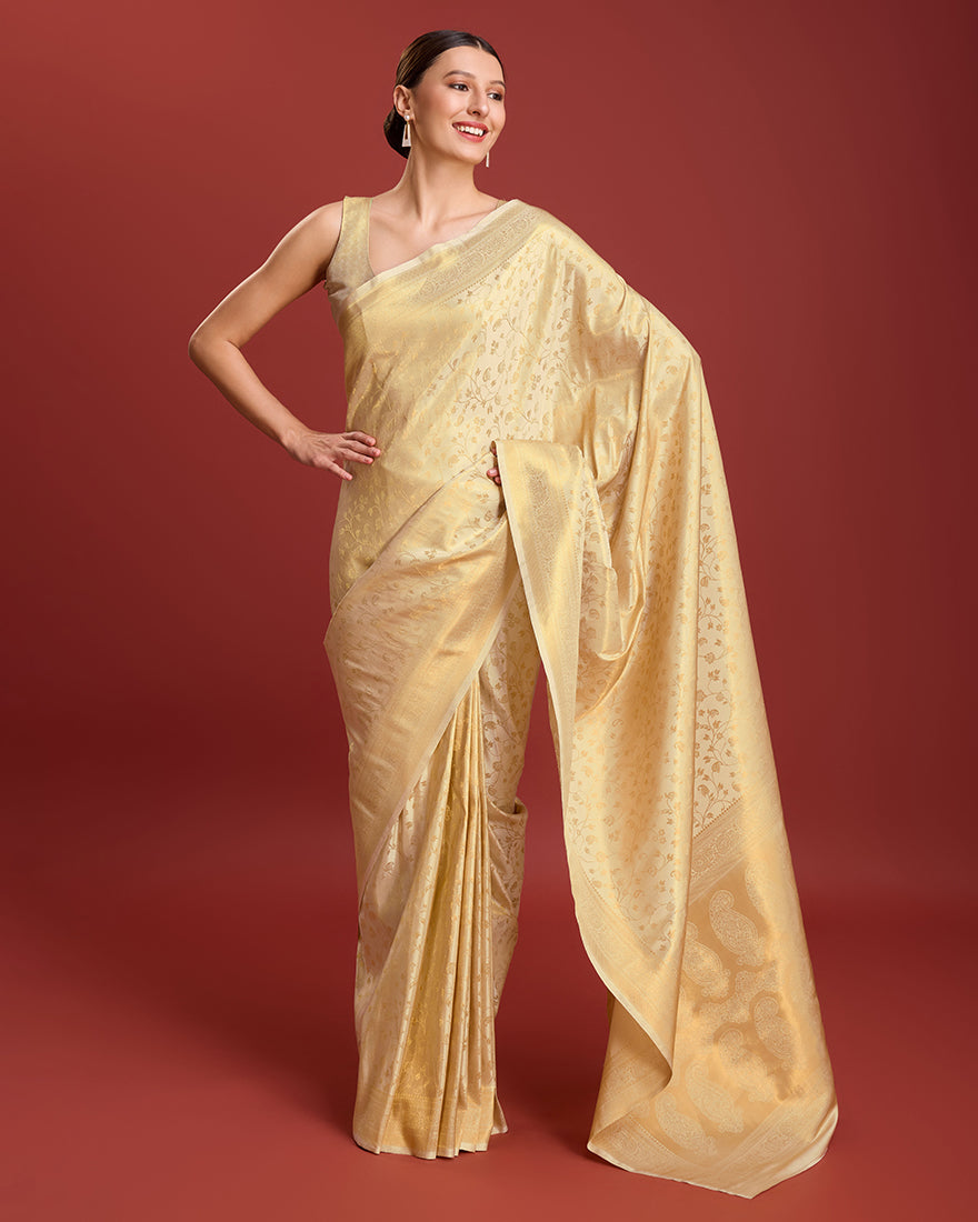Beige Zari_Woven Pure_Kanjivaram_Silk