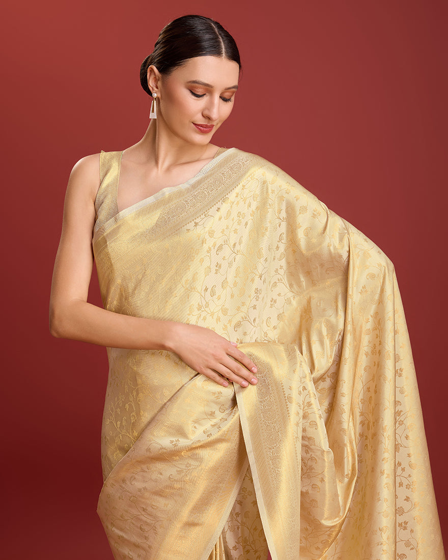 Beige Zari_Woven Pure_Kanjivaram_Silk