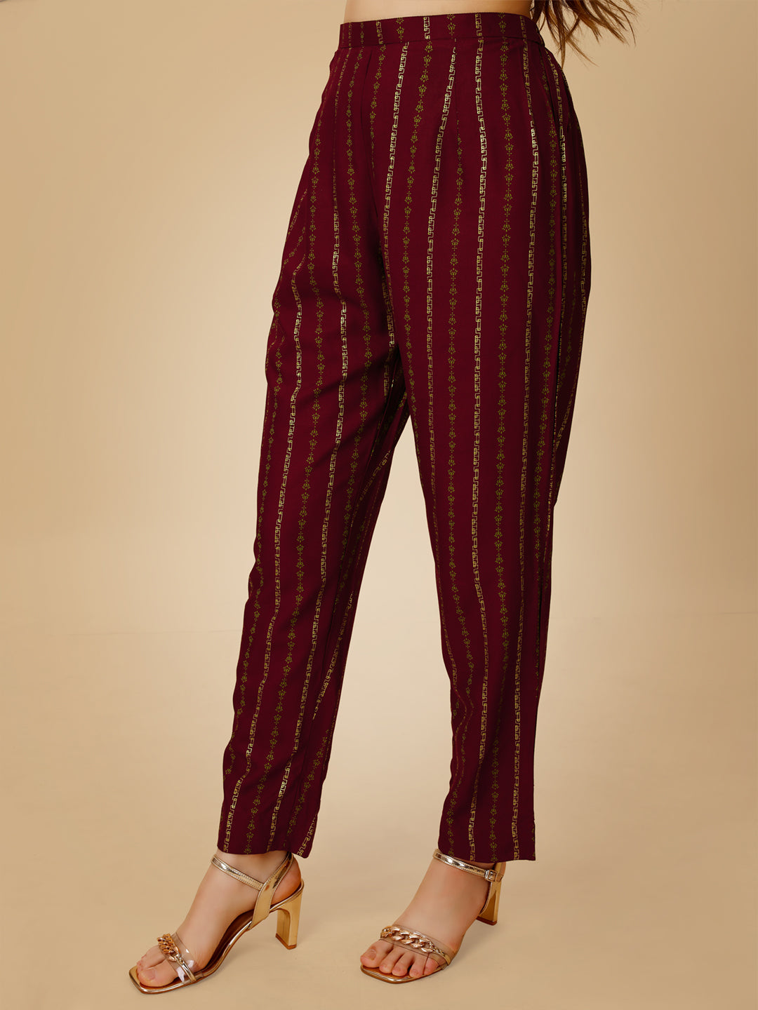 Wine Heavy Rayon Kurta Set With Embroidery Work