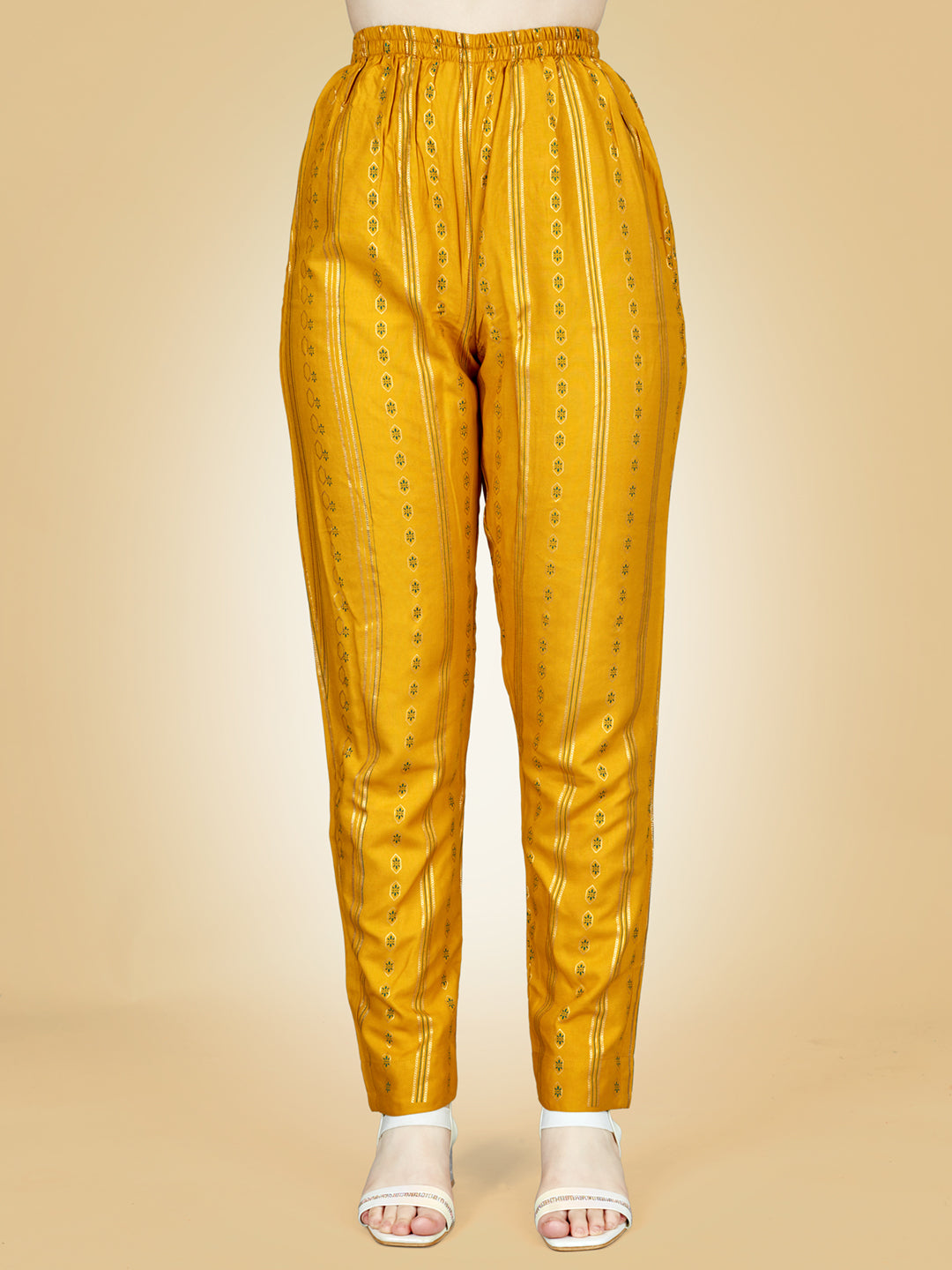 Yellow Heavy Rayon Kurta Set With Embroidery Work