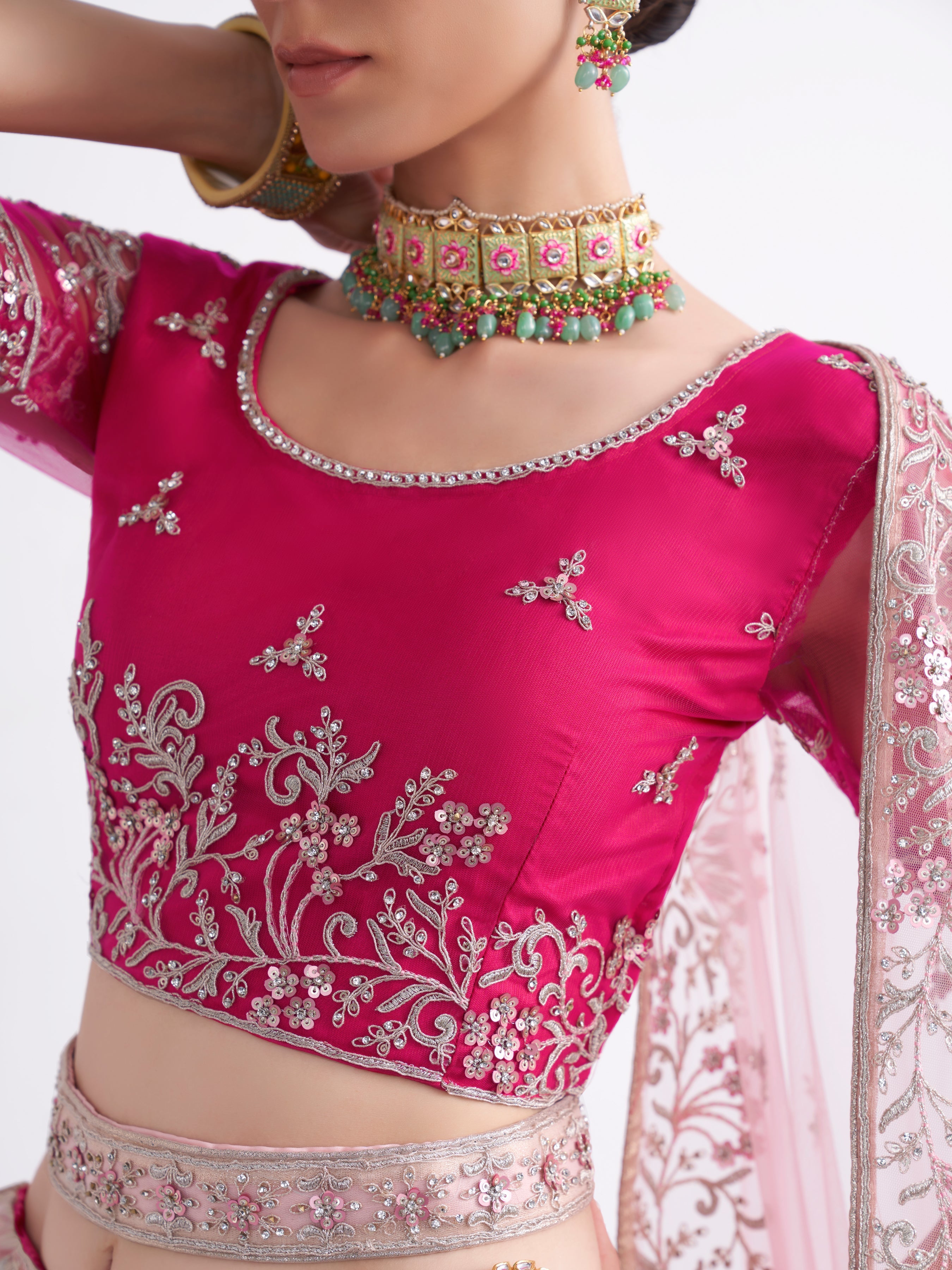 Pink Ombre Embroiderd Lehenga