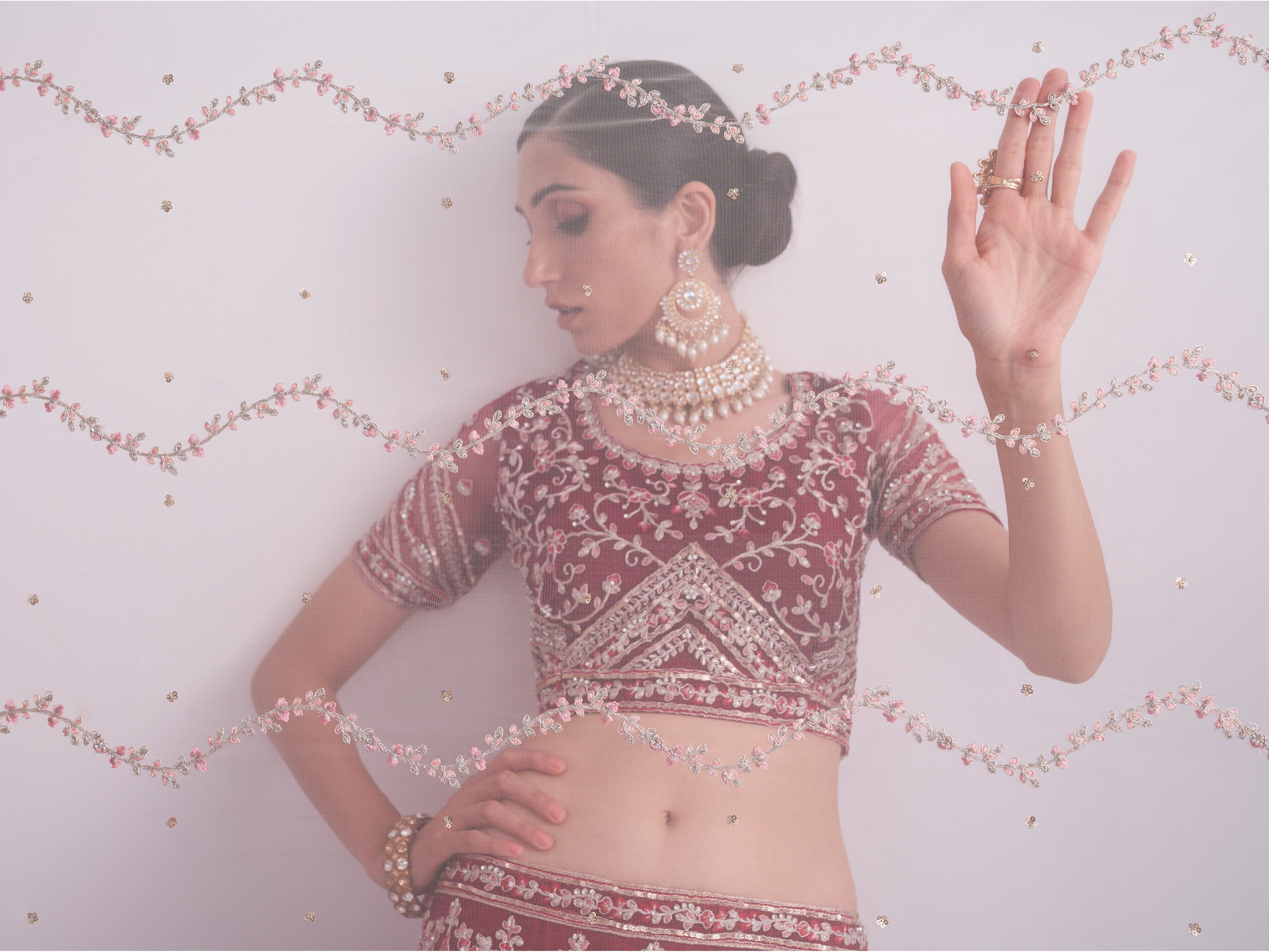 Maroon Embroiderd Lehenga