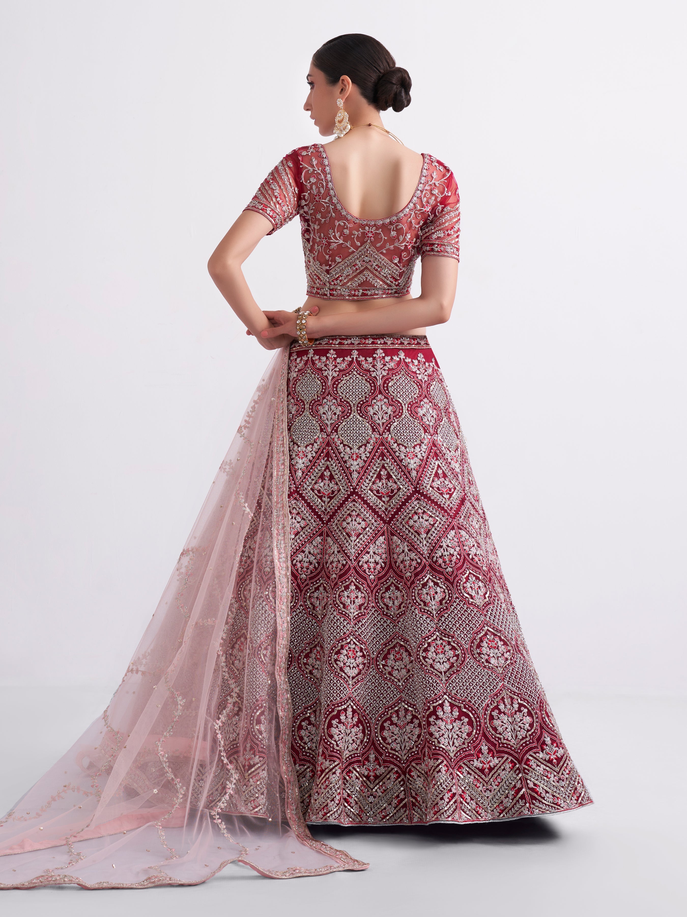 Maroon Embroiderd Lehenga