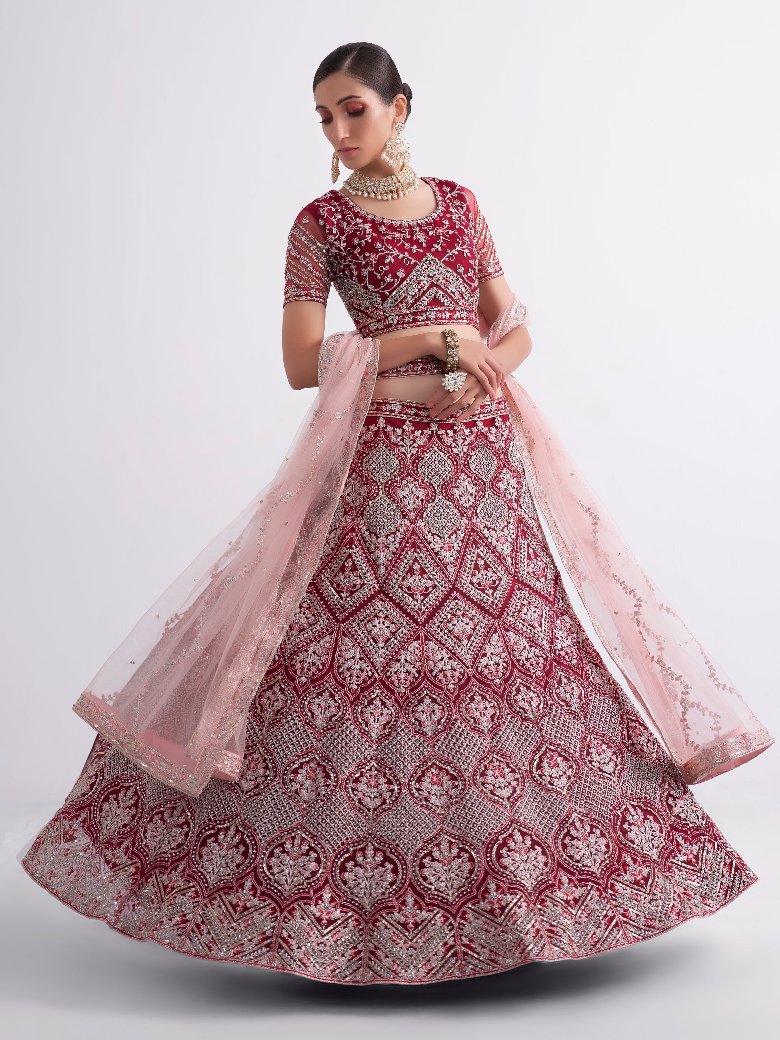 Maroon Embroiderd Lehenga