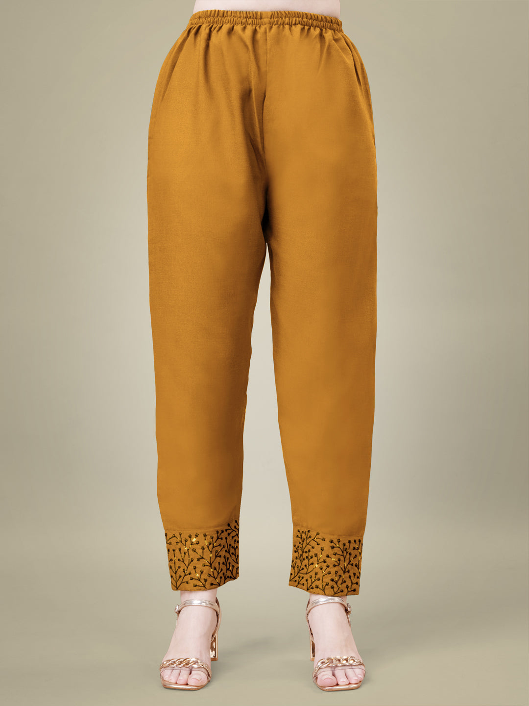 Yellow Cotton Blend Kurta Set With Sequence Embroidery Work