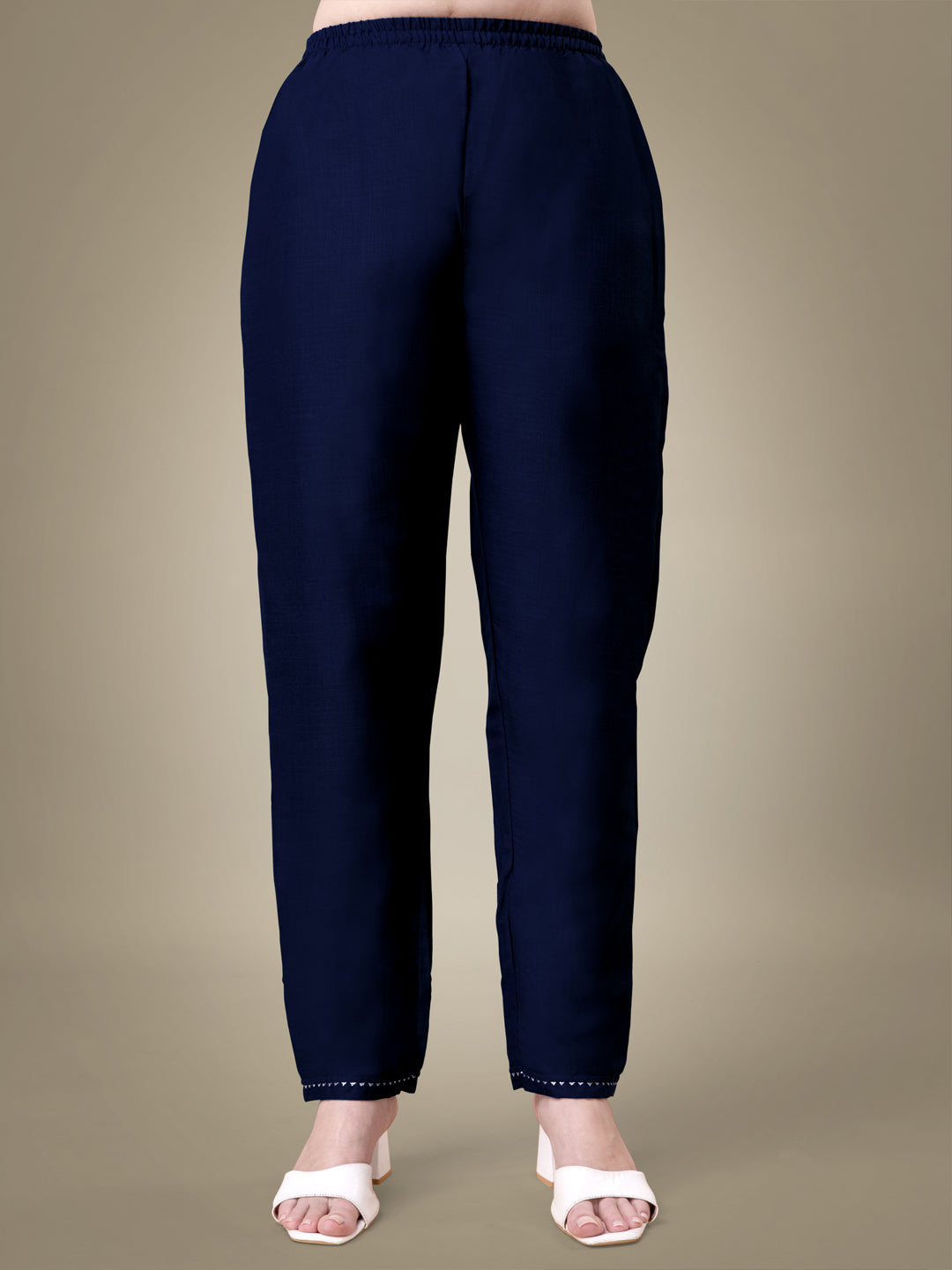 NavyBlue Cotton Blend Kurta Set With Sequence Embroidery Work
