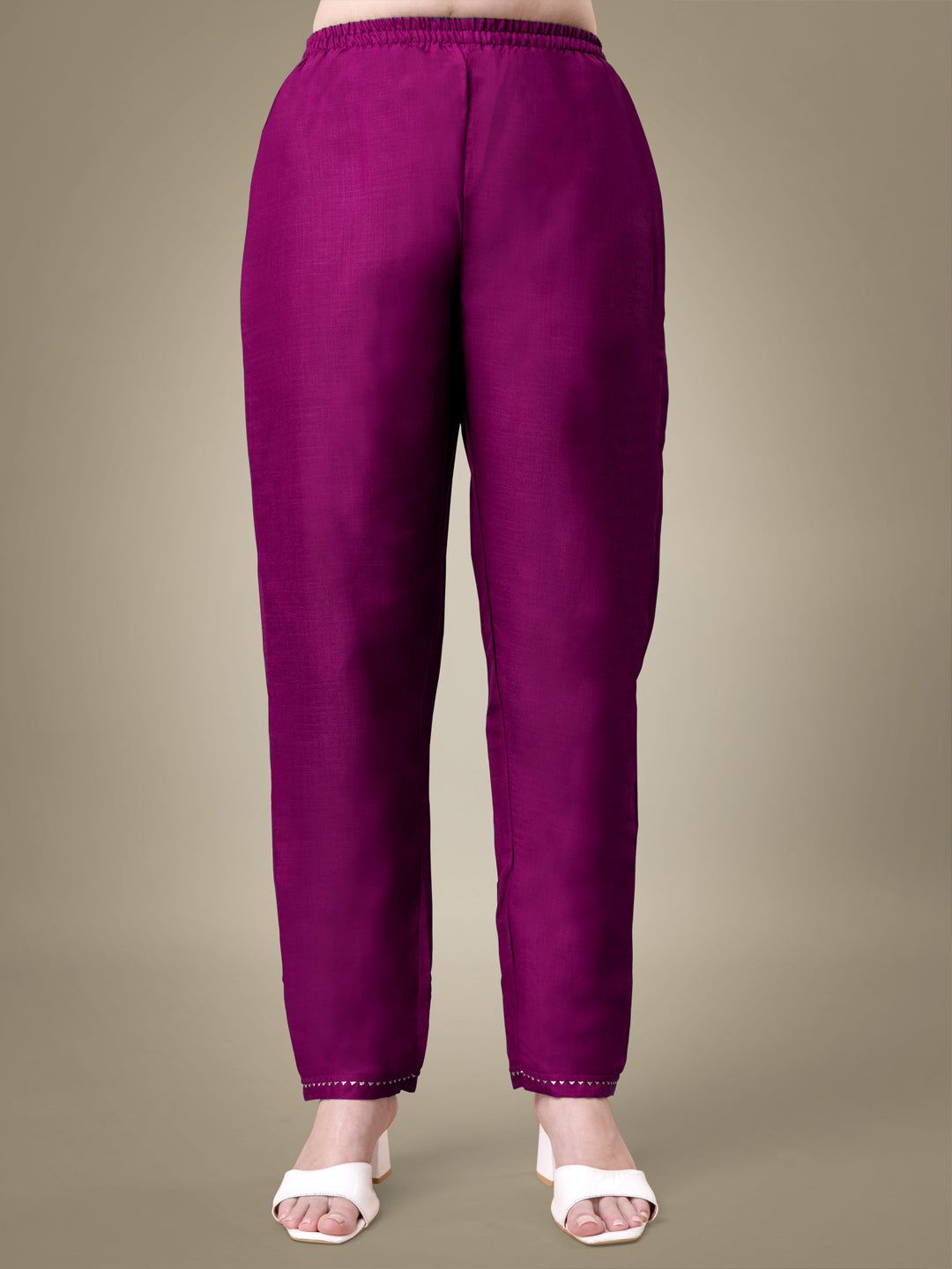 Purple Cotton Blend Kurta Set With Sequence Embroidery Work