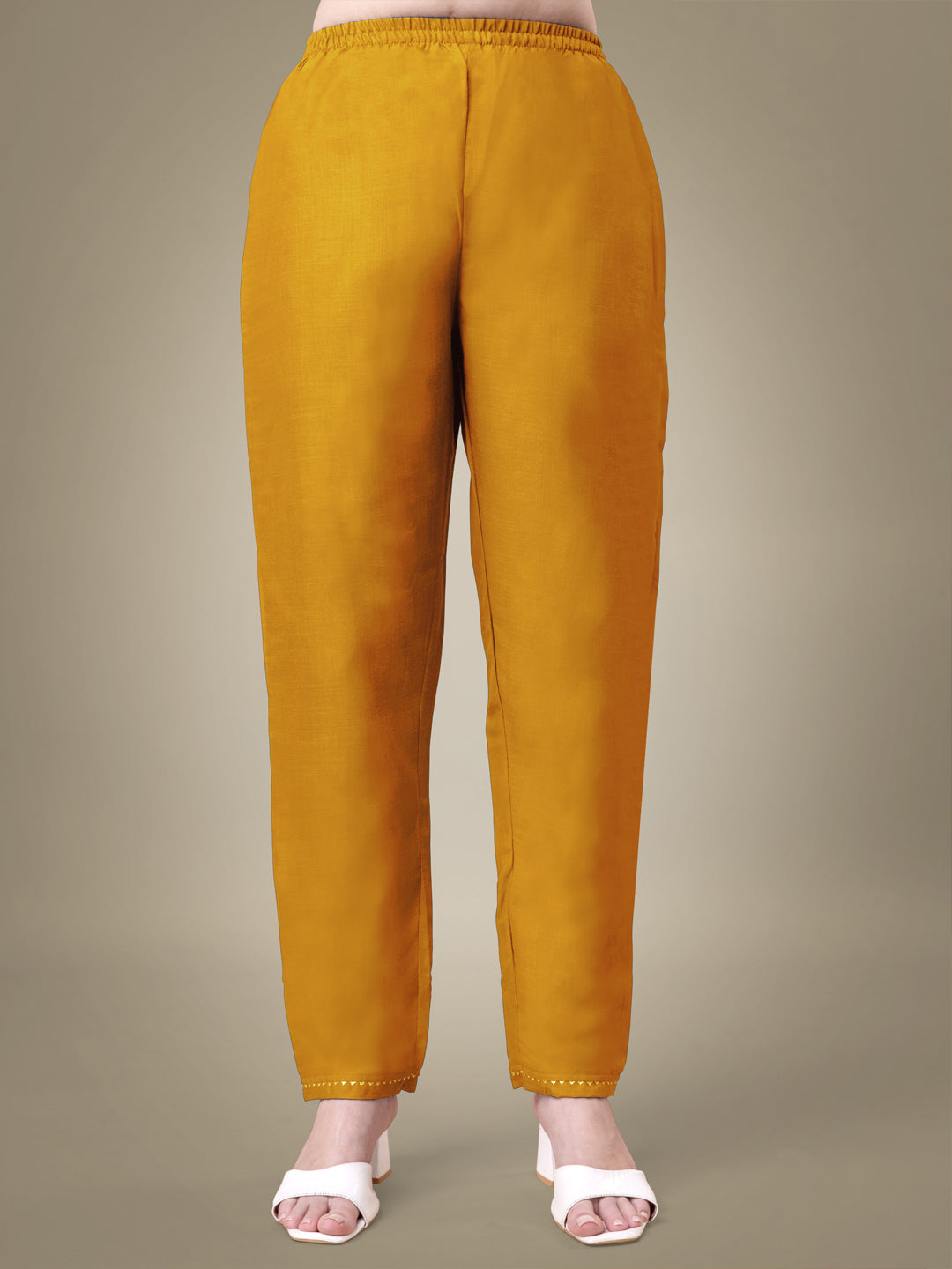 Yellow Cotton Blend Kurta Set With Sequence & Embroidery Work