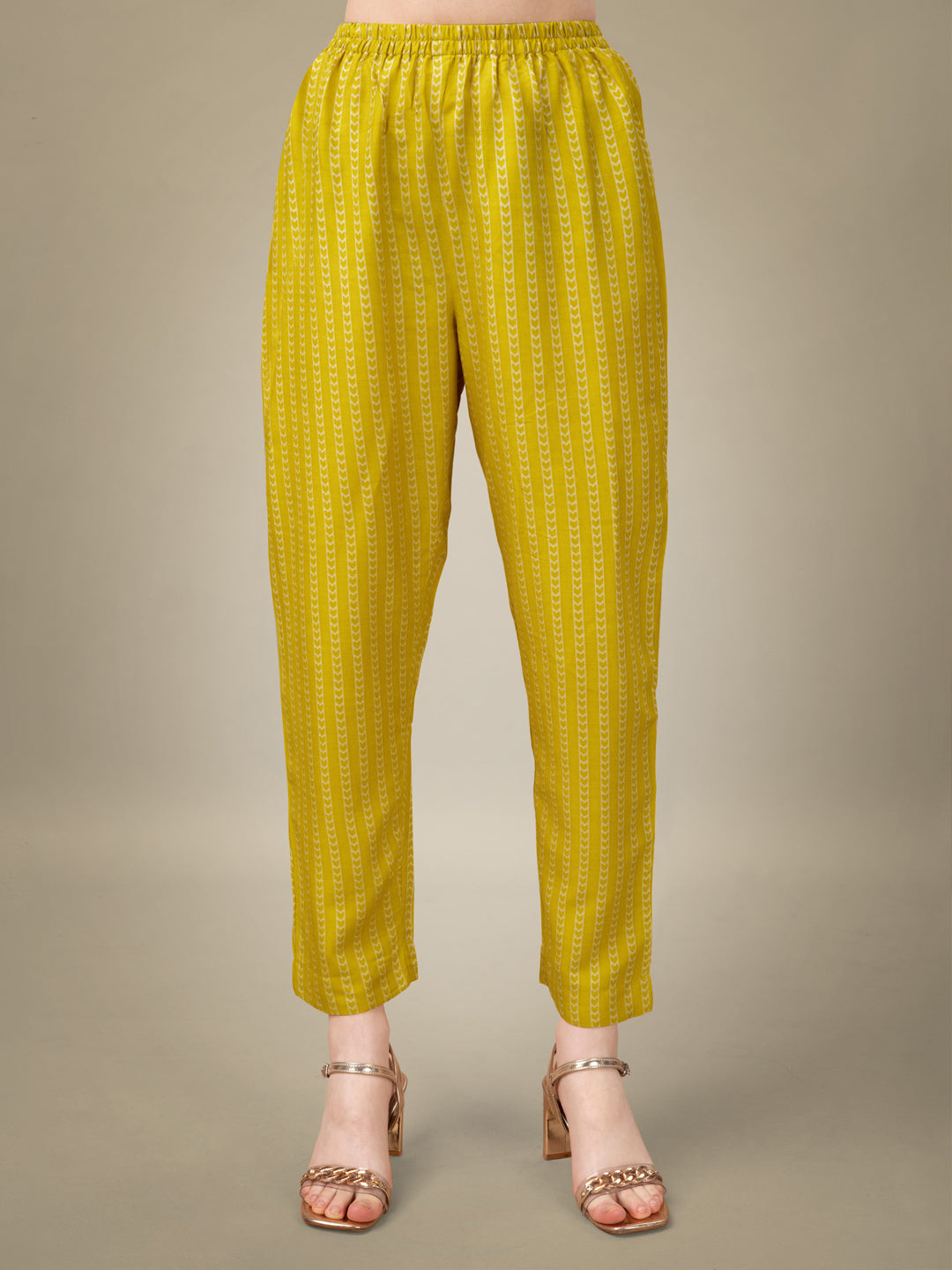 Yellow Rayon Print Kurta Set With Embroidery & Fancy Lace Work