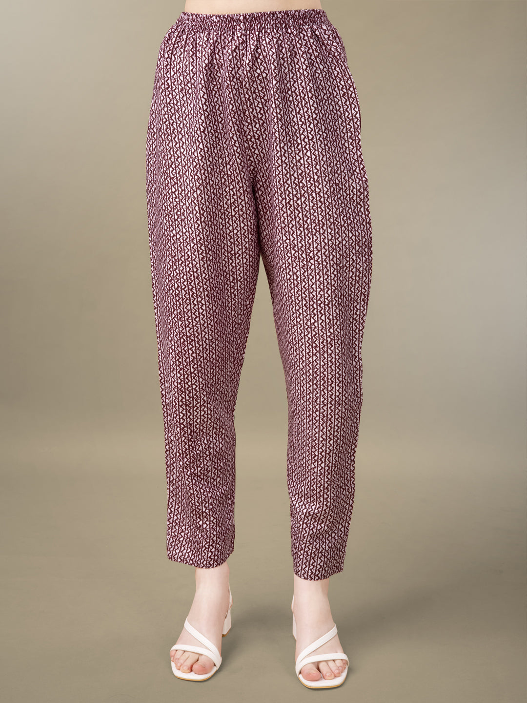 Maroon Rayon Print Kurta Set With Embroidery & Fancy Lace Work