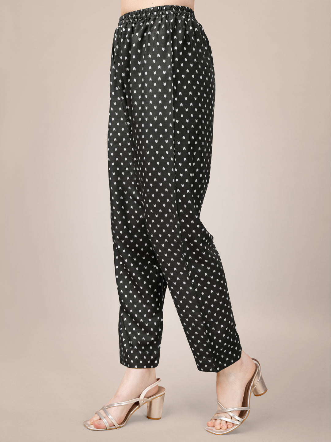 Black Rayon Print Kurta Set With Embroidery & Fancy Lace Work