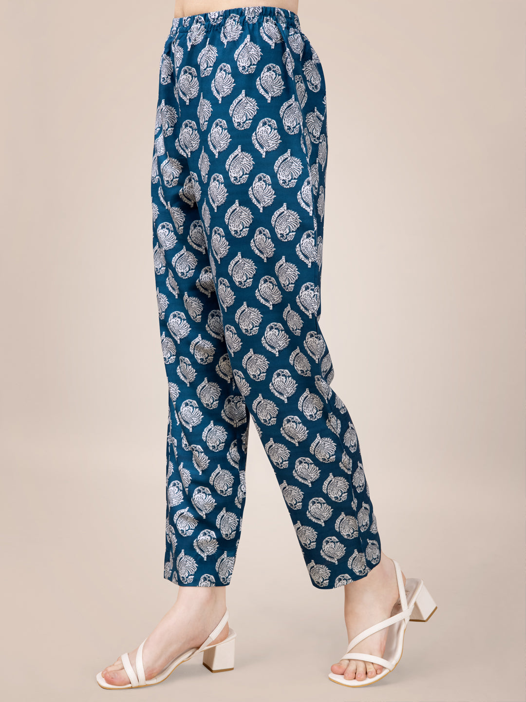 Morpich Rayon Print Kurta Set With Embroidery & Fancy Lace Work
