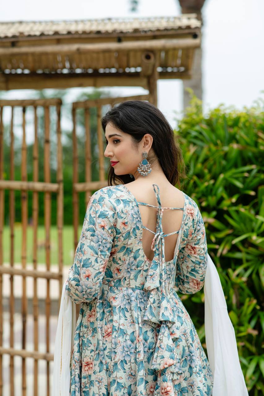 Multicolor Floral Printed Anarkali Kurta Set