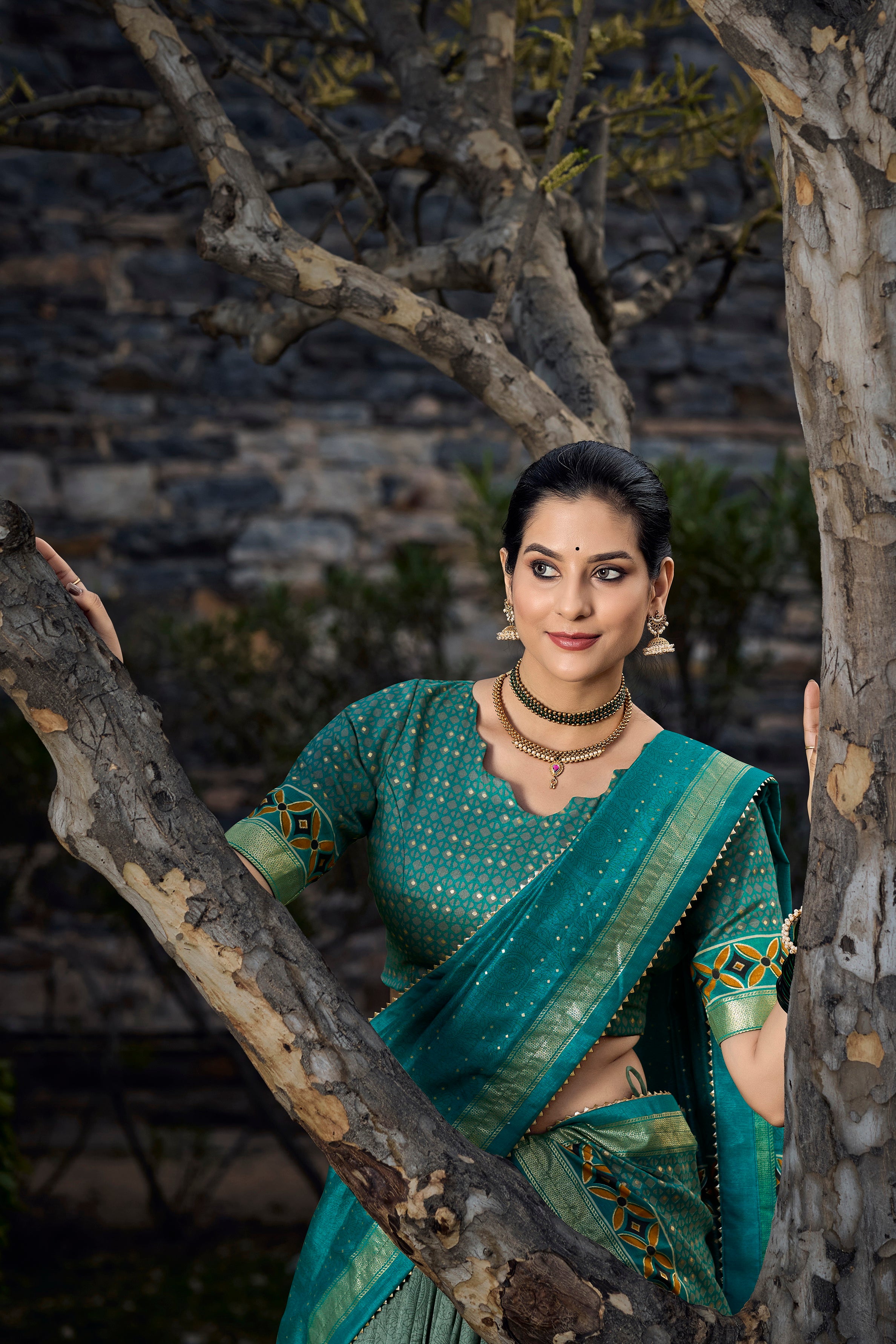 Tussar Silk Floral With Foil Print In Lehenga Choli