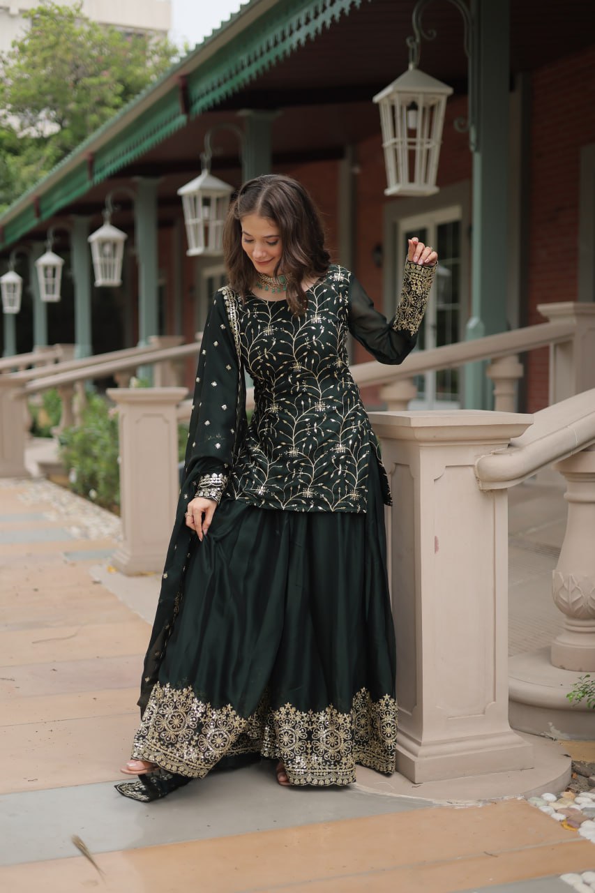 Green Jaal Embroidered Kurta Set