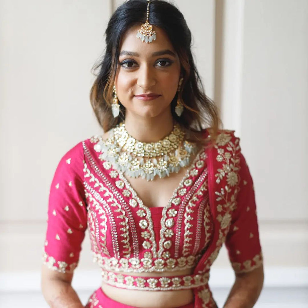 Pink Floral Jaal Embroidered Lehenga