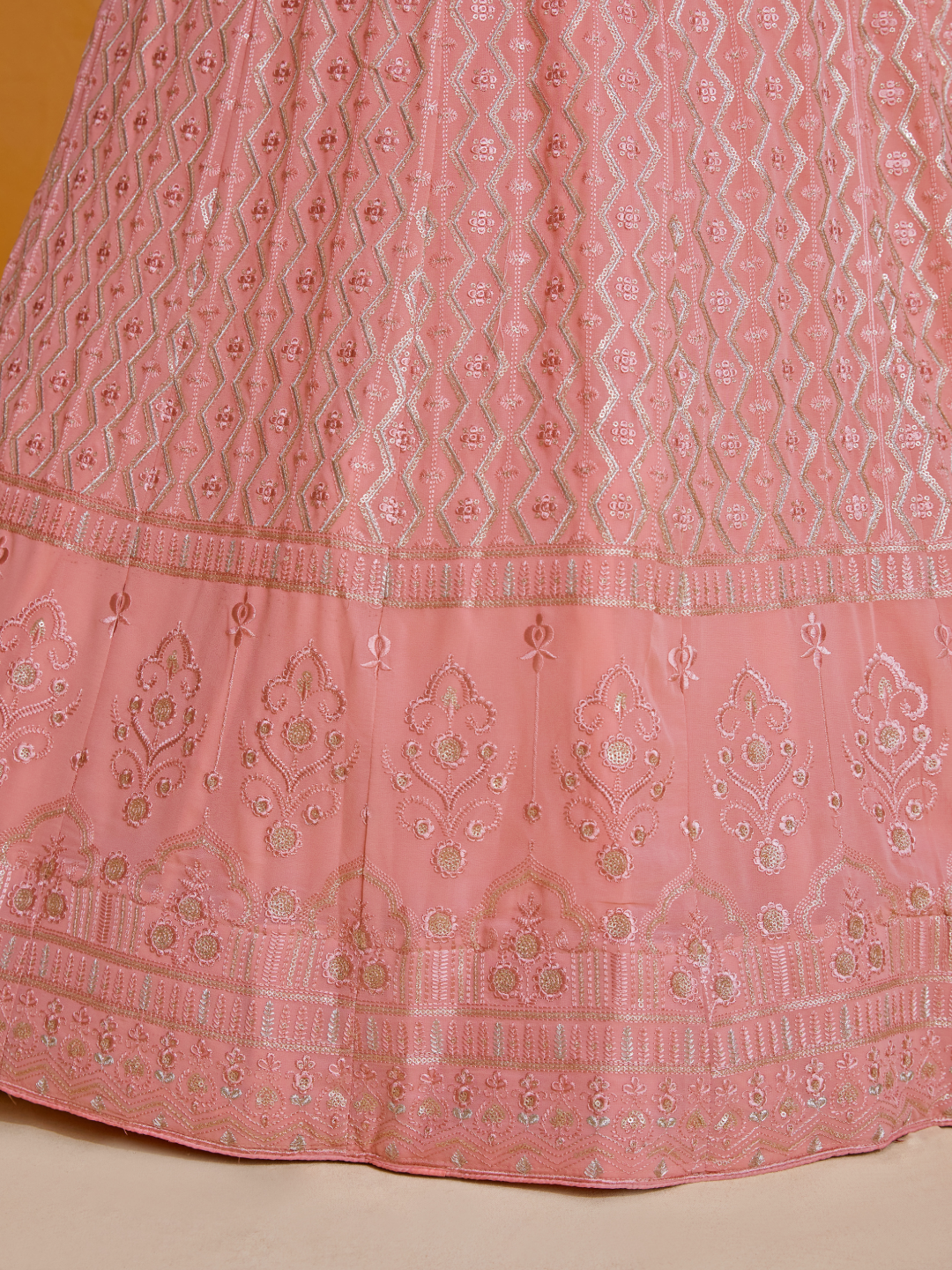 Pink Georgette Thread Sequence Embroidery Work Lehenga Choli