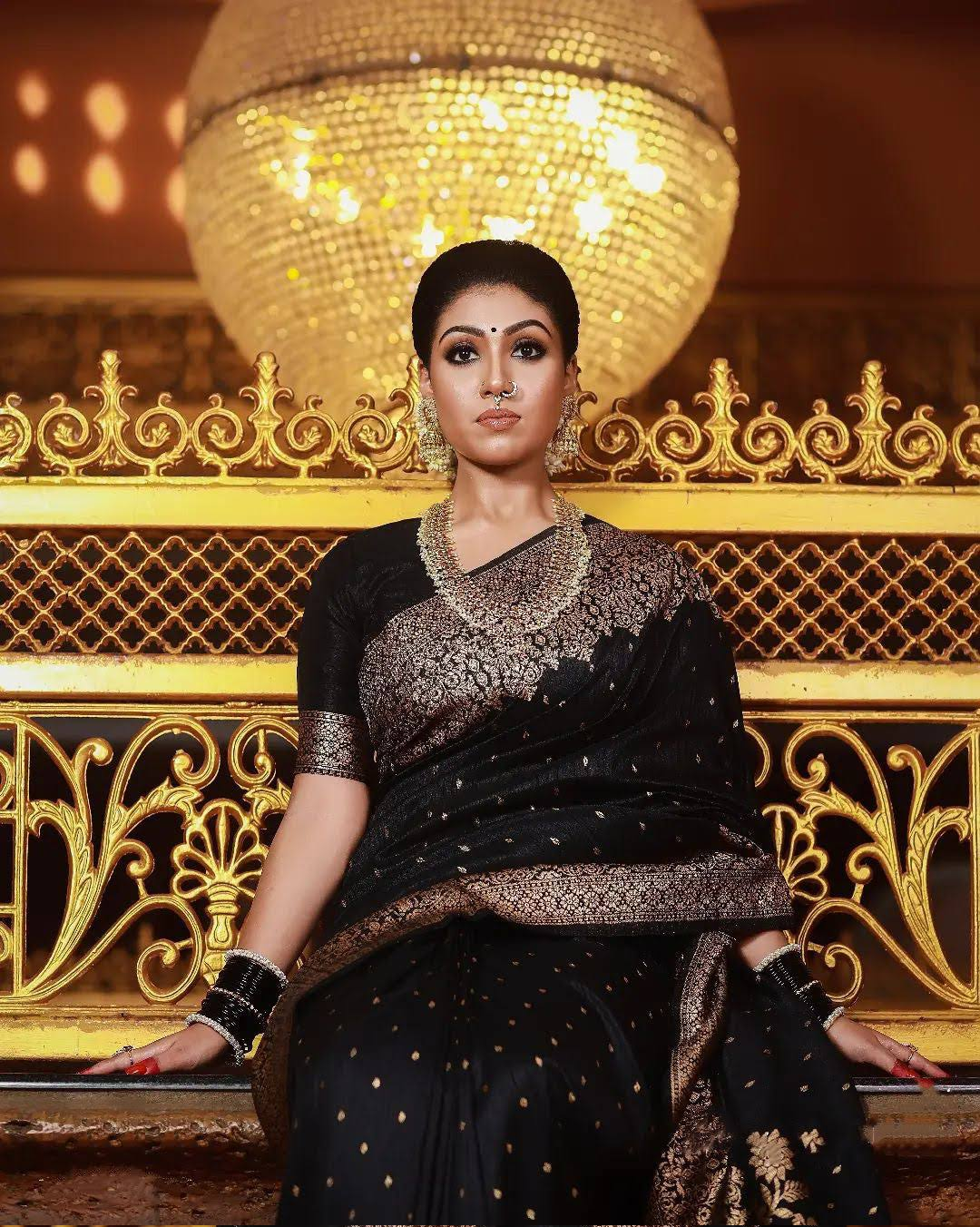 Black Jacquard Work Saree