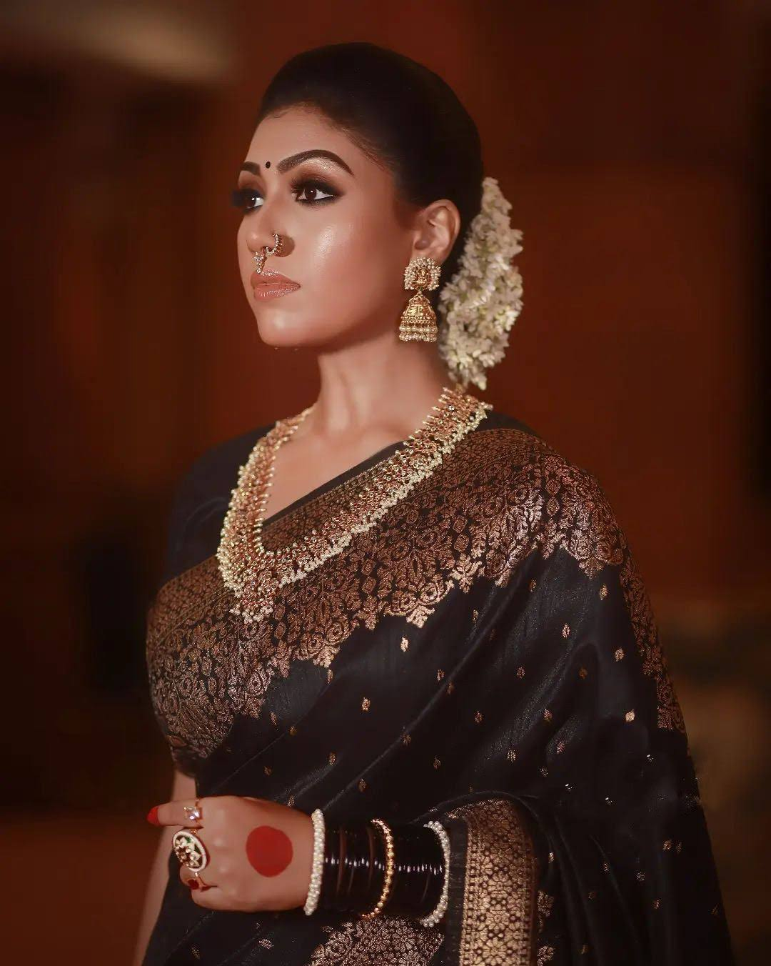 Black Jacquard Work Saree