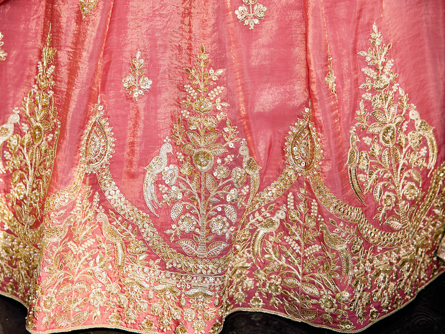 Pink colour Orange with Sequinse & Moti embroidery Lehenga choli & Dupatta
