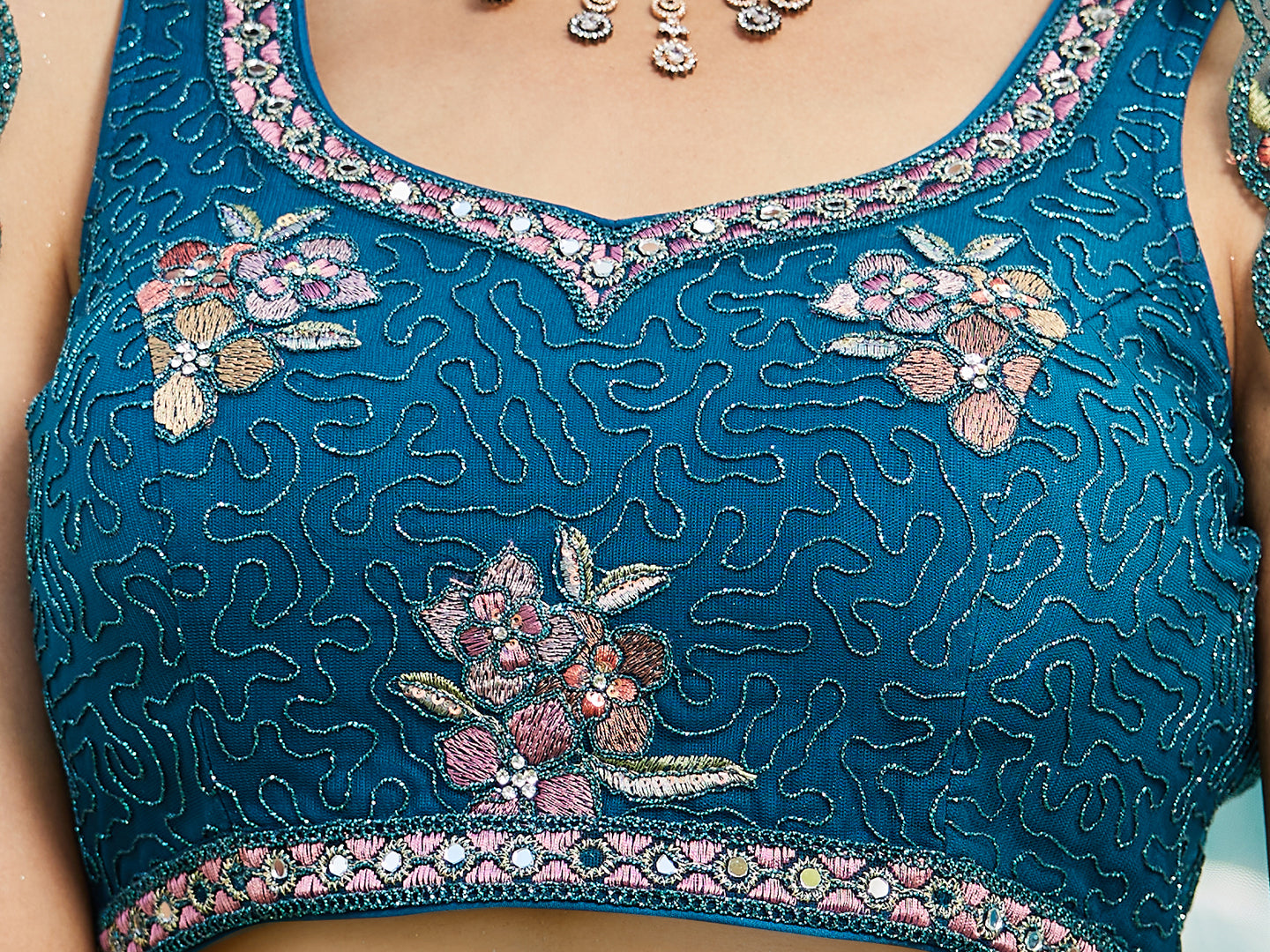 Navy Blue net with Coding & Zarkan embroidery Lehenga choli & Dupatta