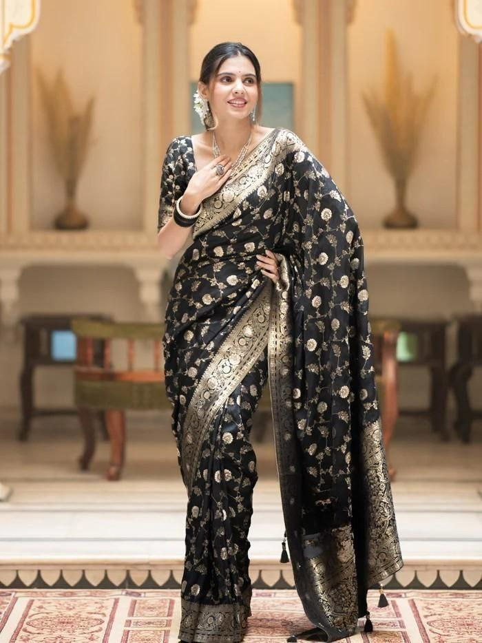 Black Jacquard Work Saree