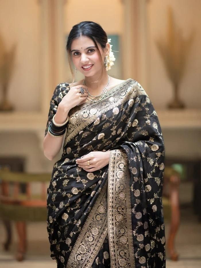Black Jacquard Work Saree