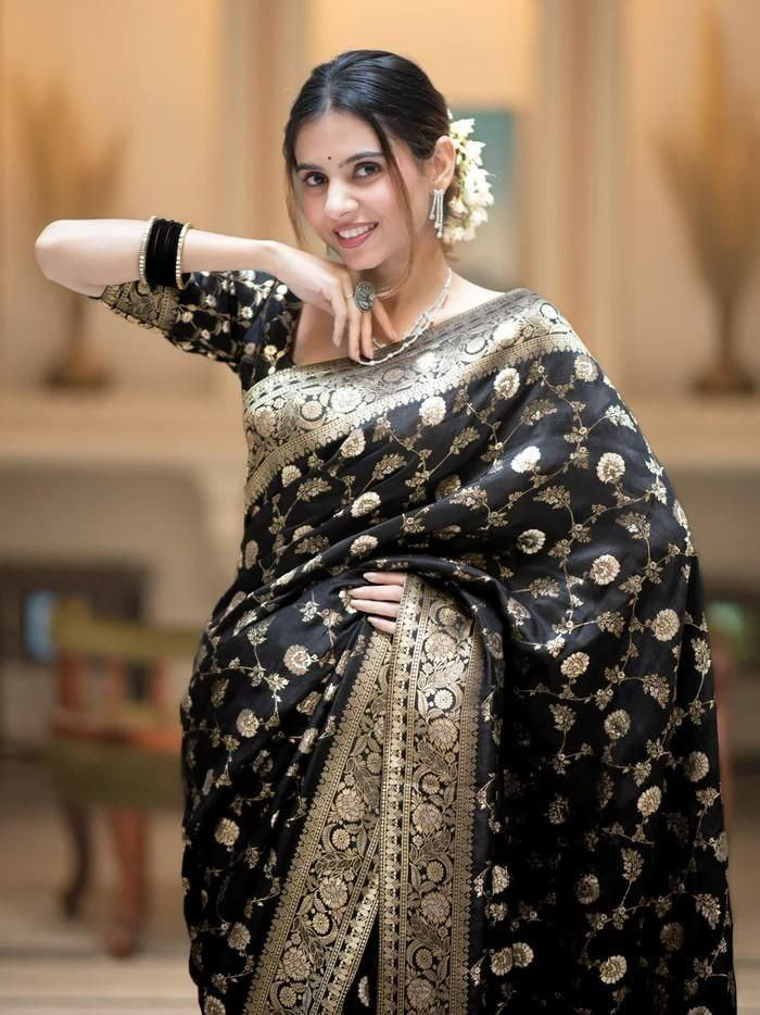 Black Jacquard Work Saree