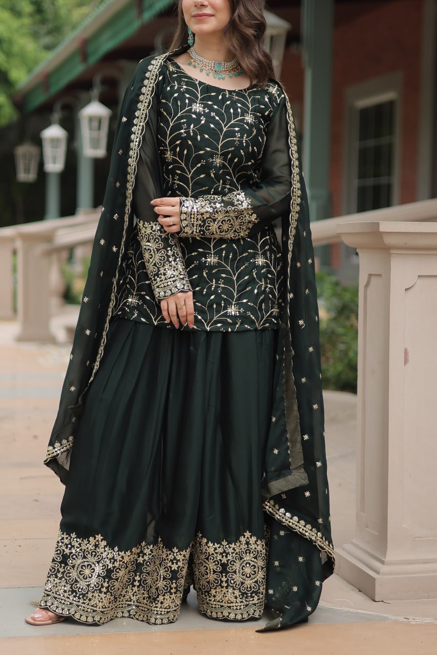 Green Jaal Embroidered Kurta Set