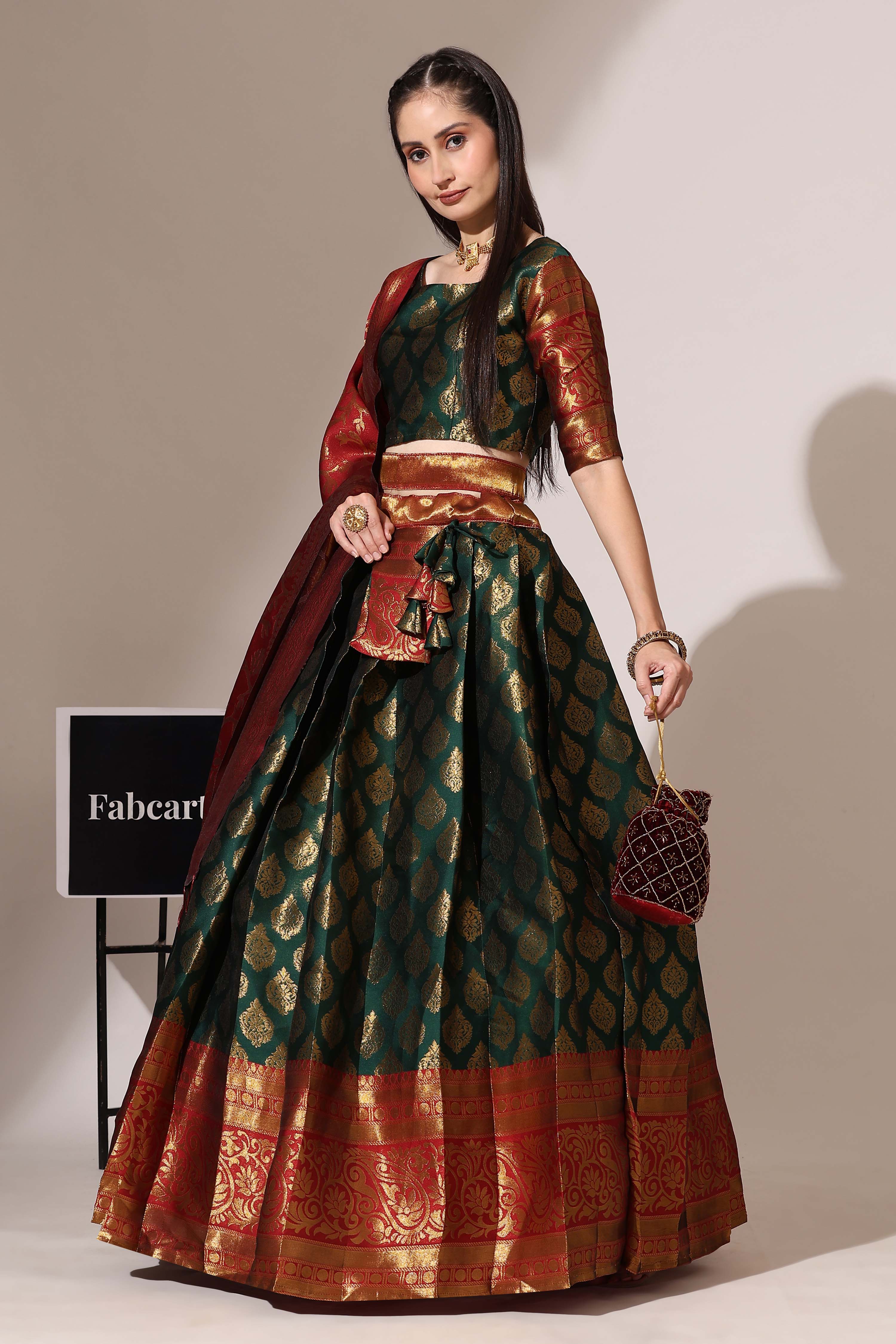 Banarsi Lehenga with Contrast Border