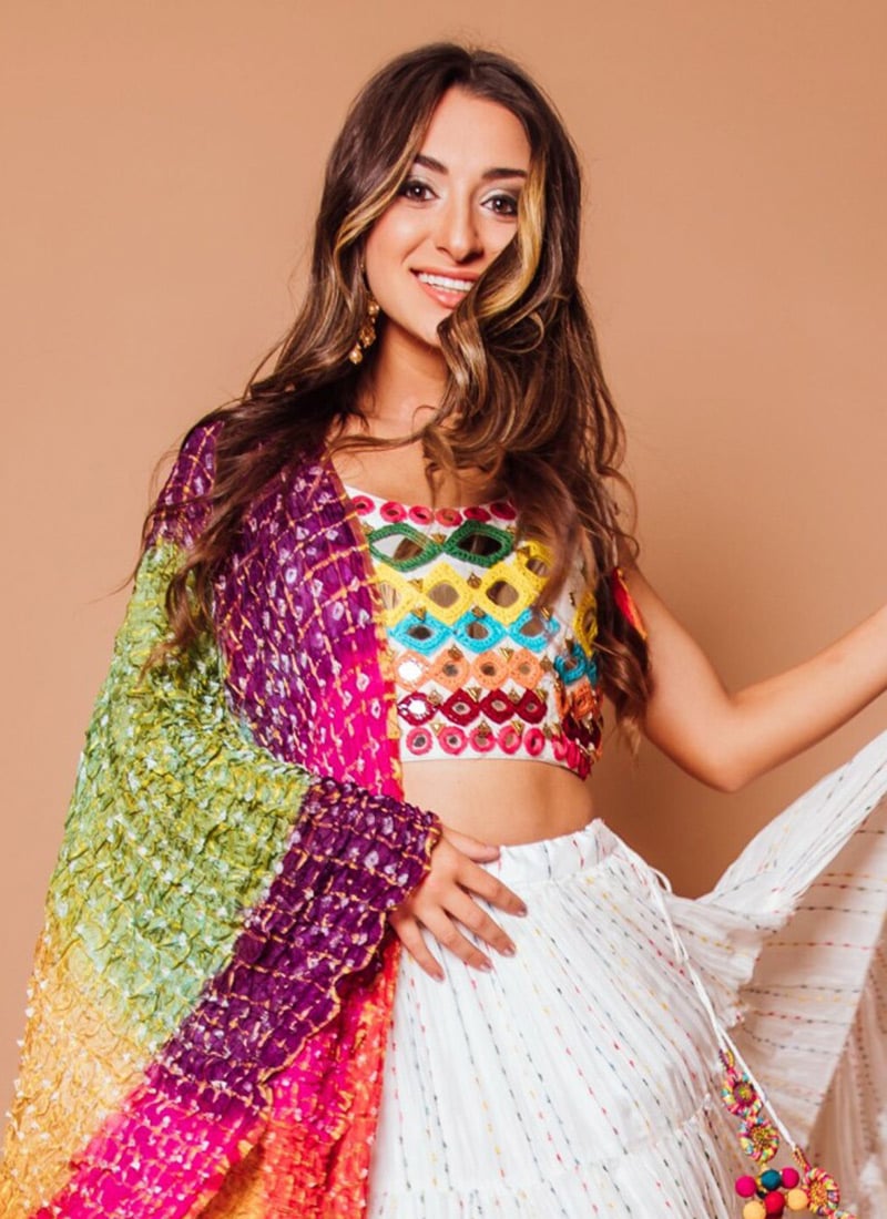 Multicolor Mirror Work Embroidered Lehenga
