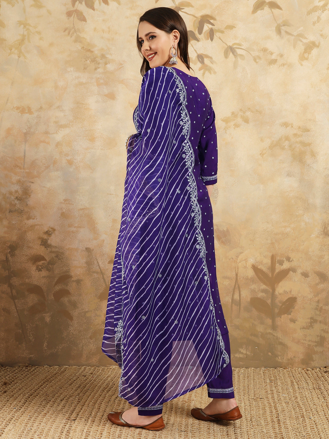 Blue Embroidery Work Viscose Chanderi Lehenga