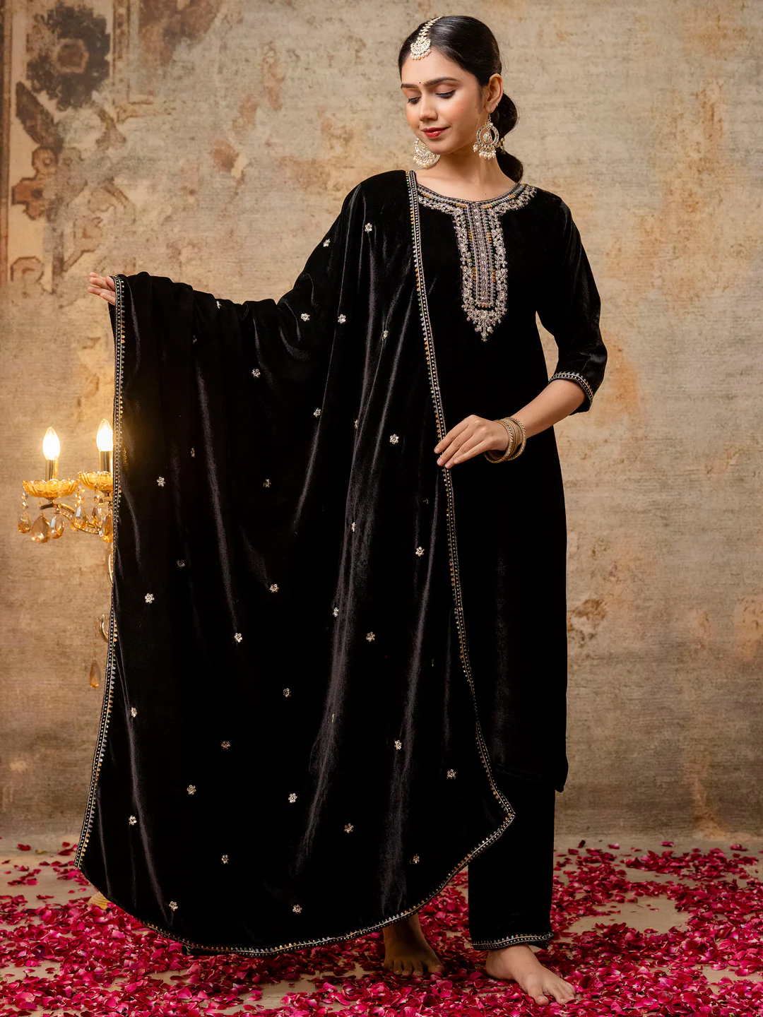 Black Designer Heavy Straight Kurta Sets