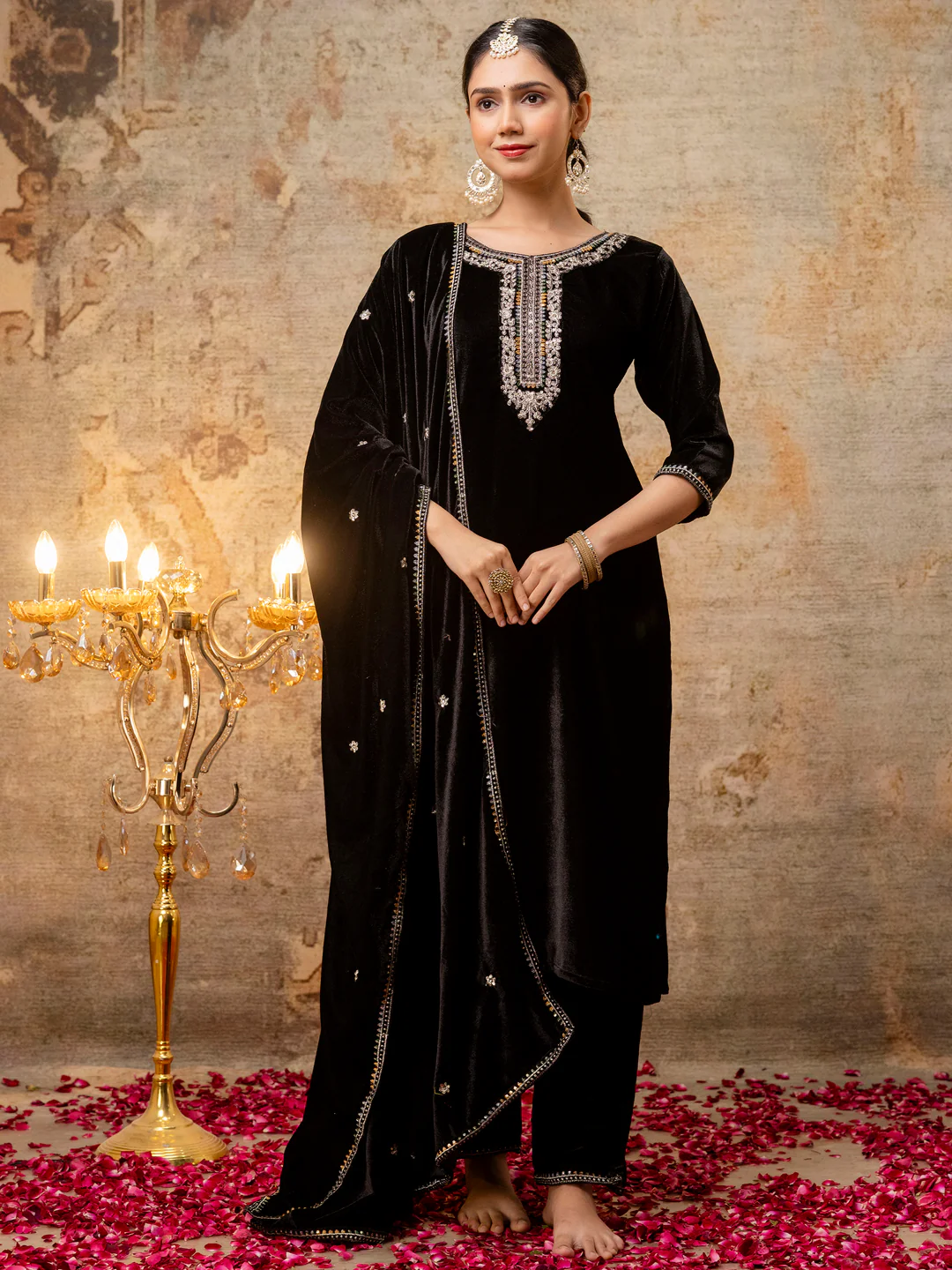 Black Designer Heavy Straight Kurta Sets
