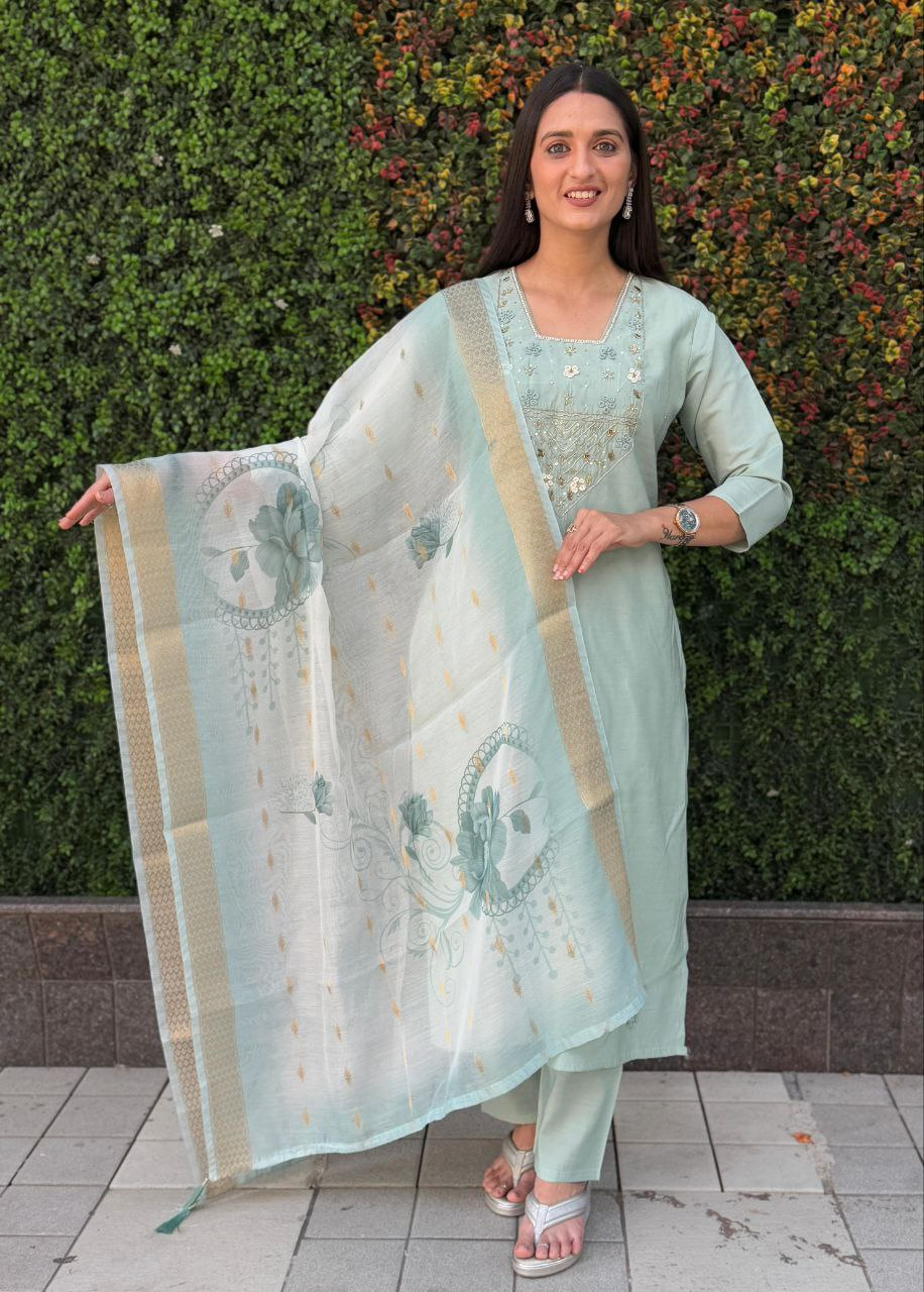 Sea Green Trendy Elementary Designer Readymade Salwar Suit