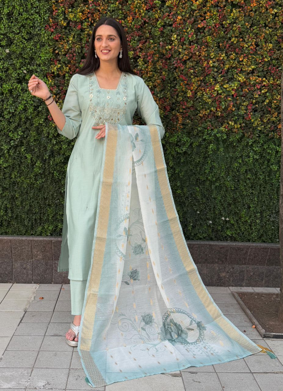 Sea Green Trendy Elementary Designer Readymade Salwar Suit