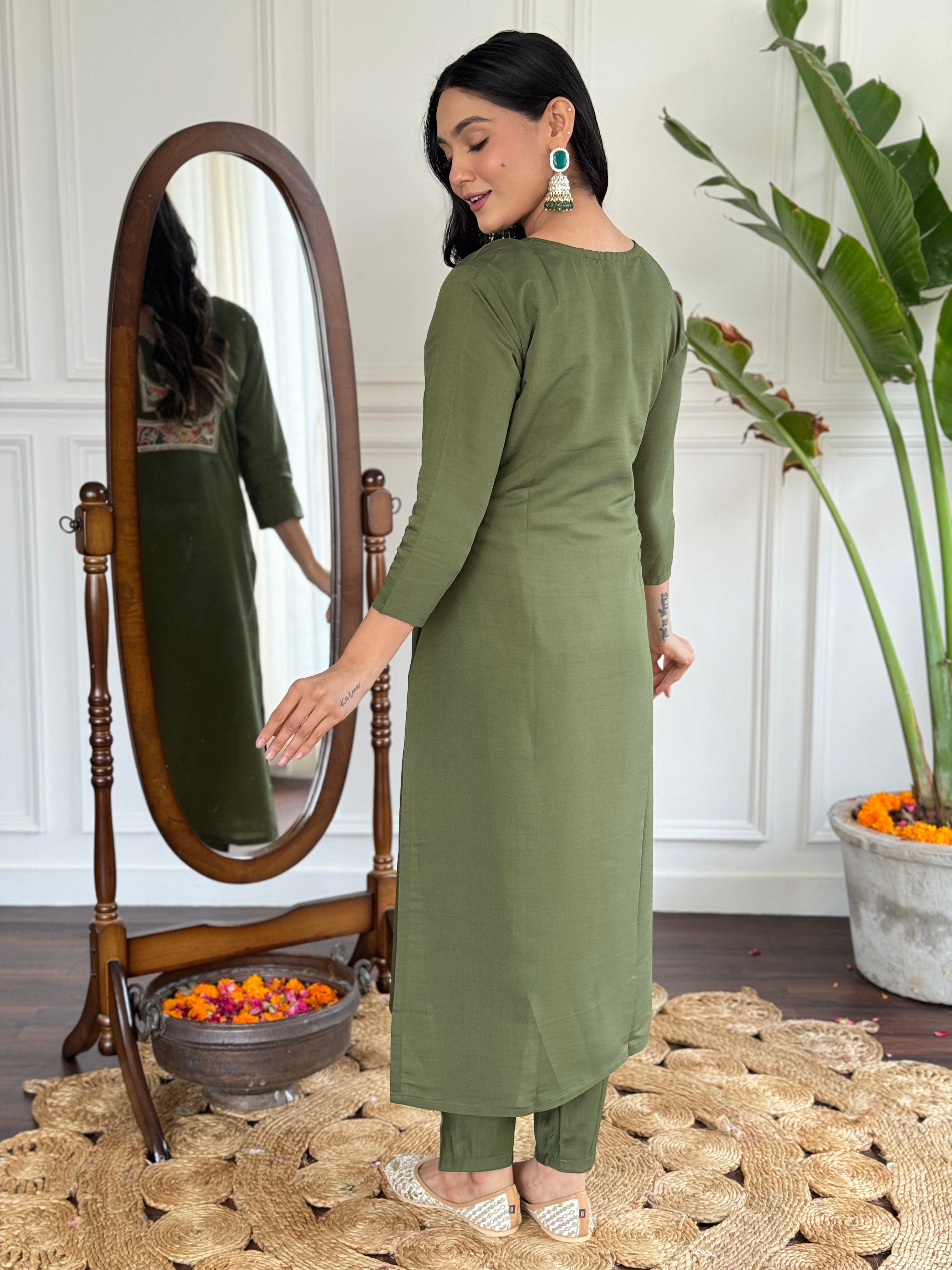 Mehendi Green Trendy Elementary Designer Readymade Salwar Suit