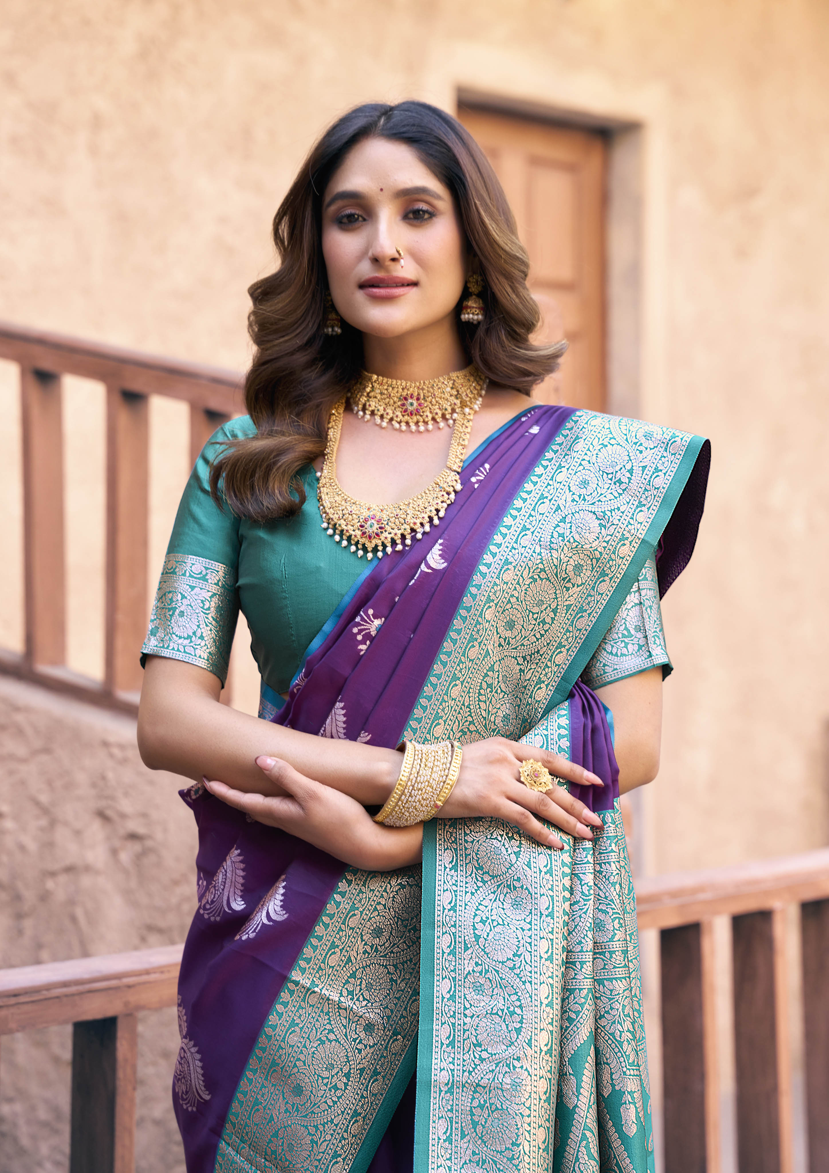 Wine Designer Party Wear Silk Saree