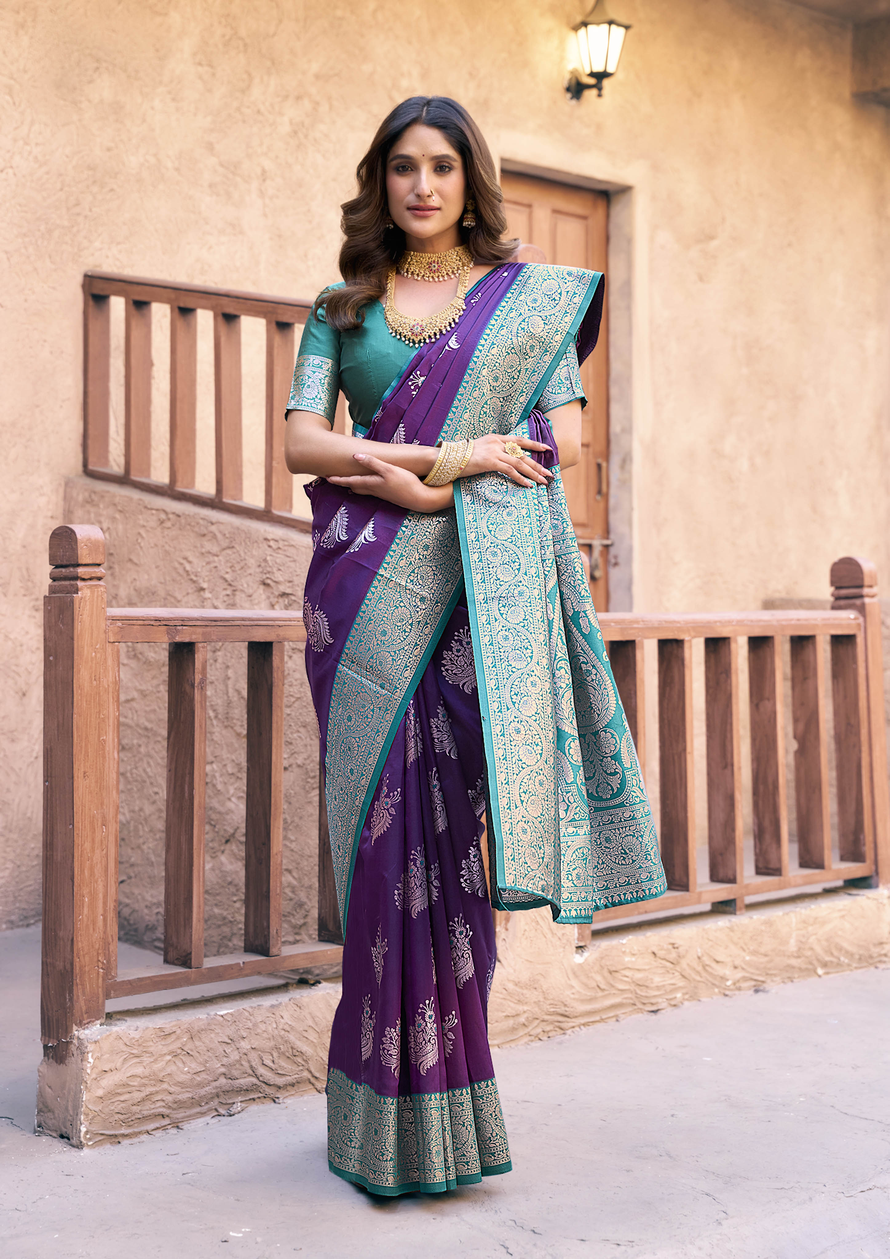 Wine Designer Party Wear Silk Saree
