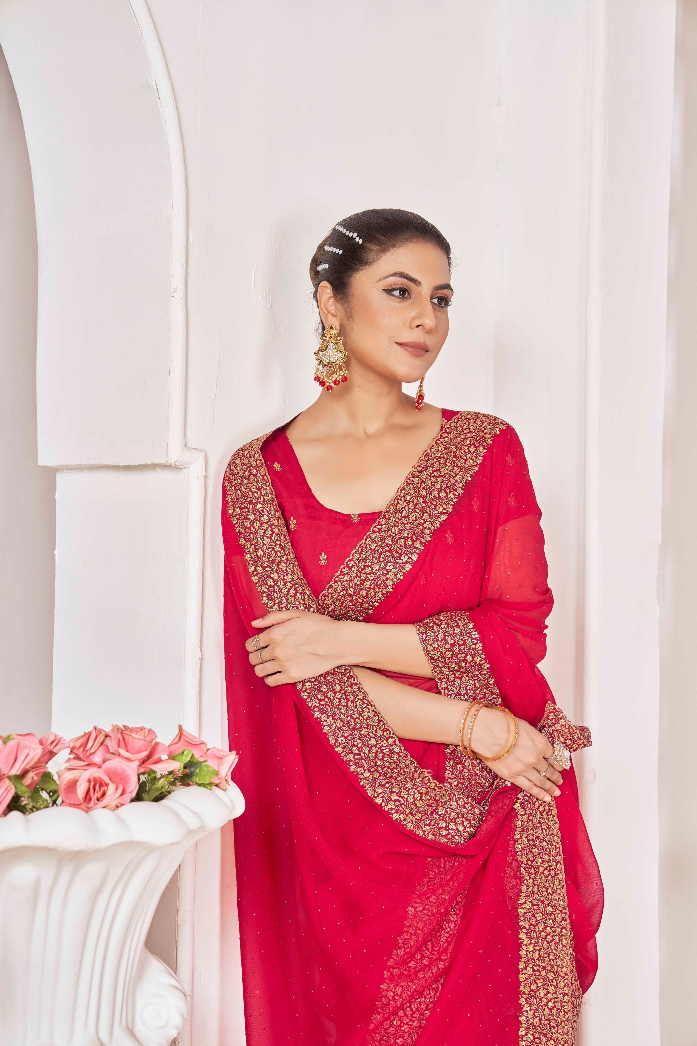 Rani Designer Party Wear Samundar Chiffon Saree
