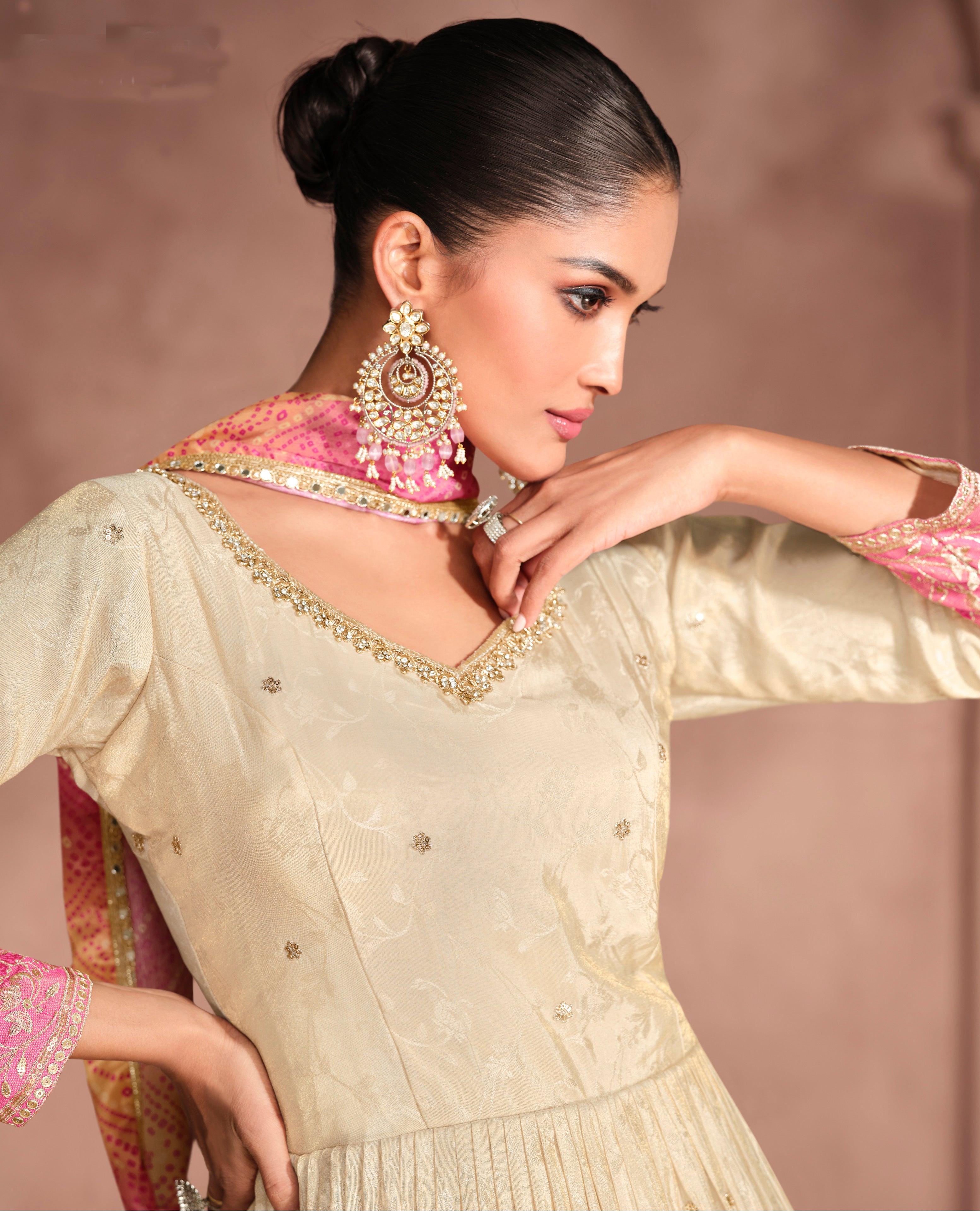 Bandhani Duptta Anarkali Kurta
